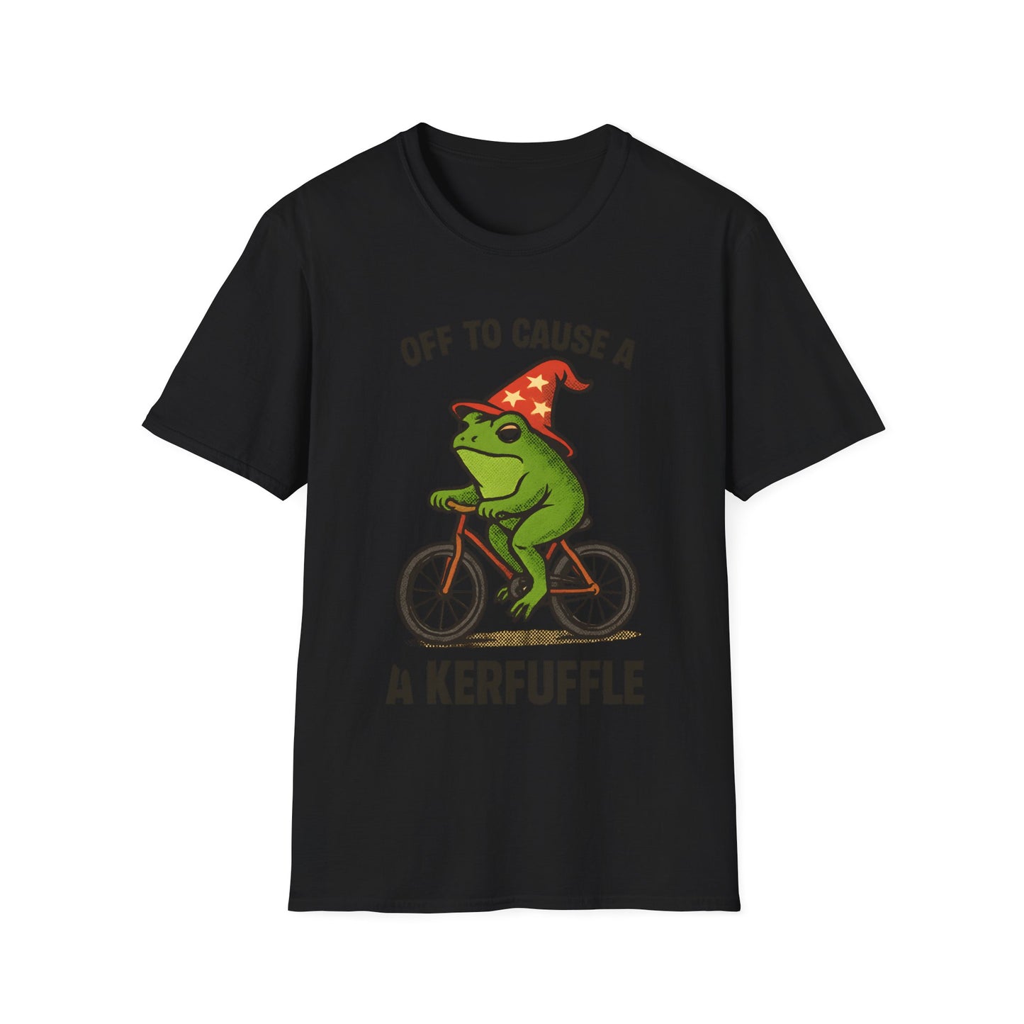 Off to Cause a Kerfluffle Frog on Bicycle T Shirt