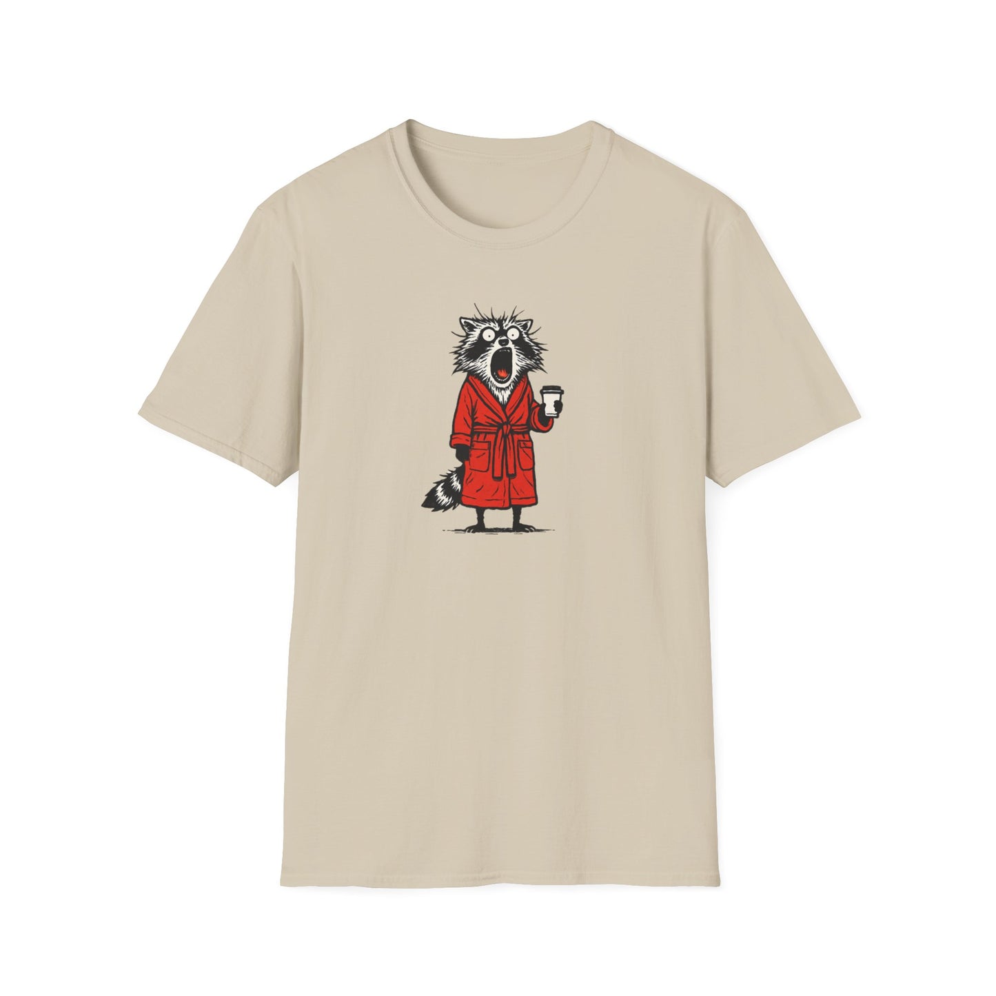 Frazzled Raccoon in  Red Bath Robe T Shirt