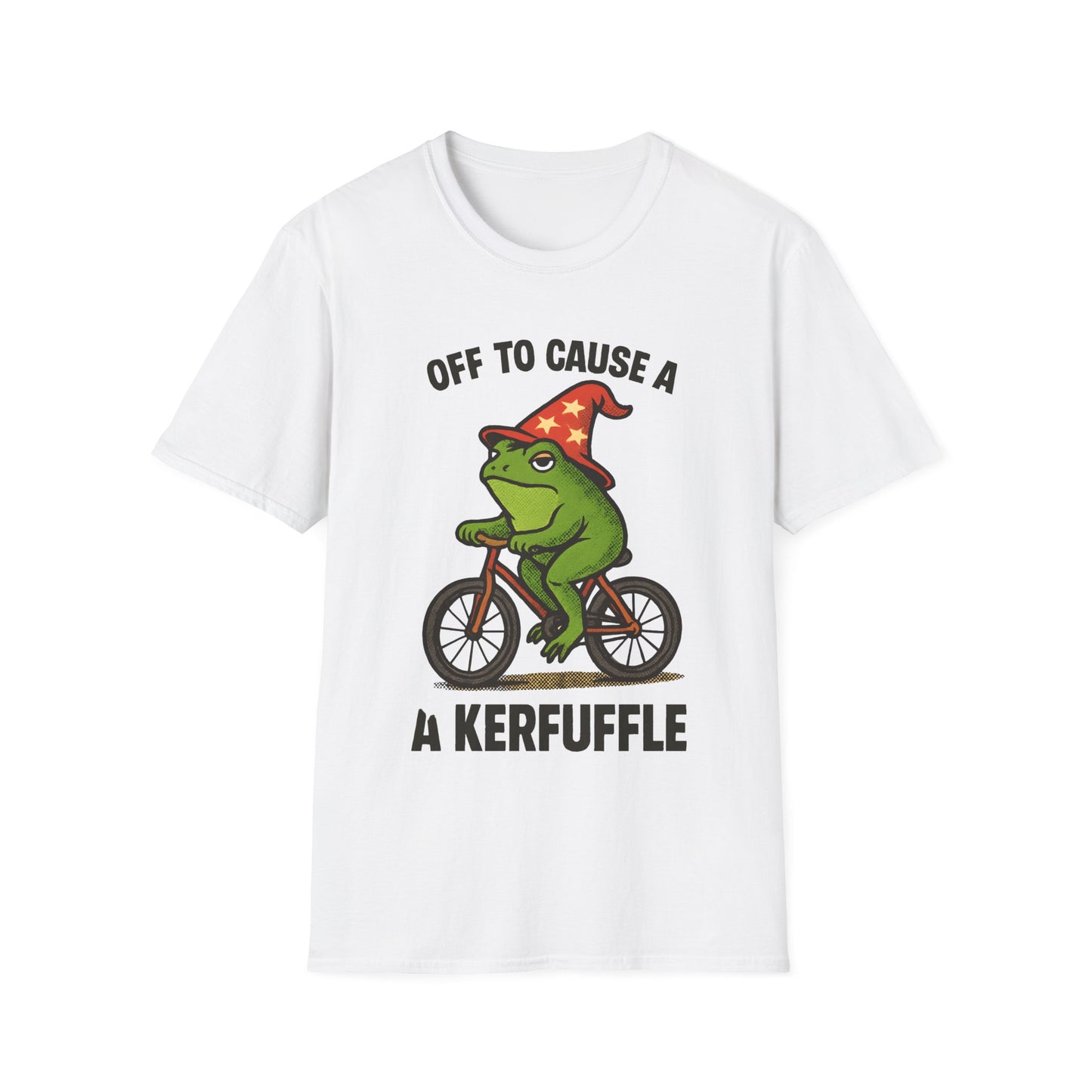 Off to Cause a Kerfluffle Frog on Bicycle T Shirt