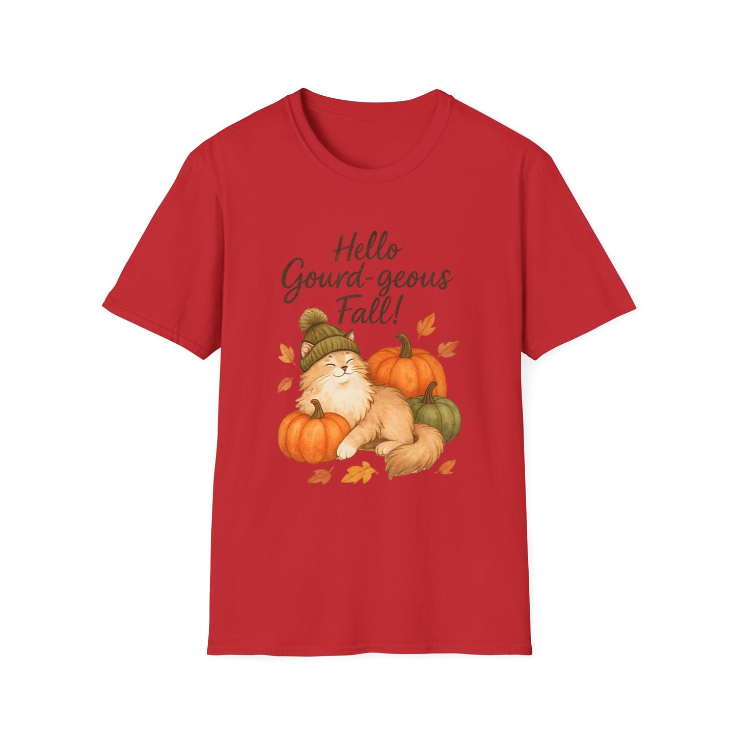 Hello Gourd-geous Fall Cat T Shirt