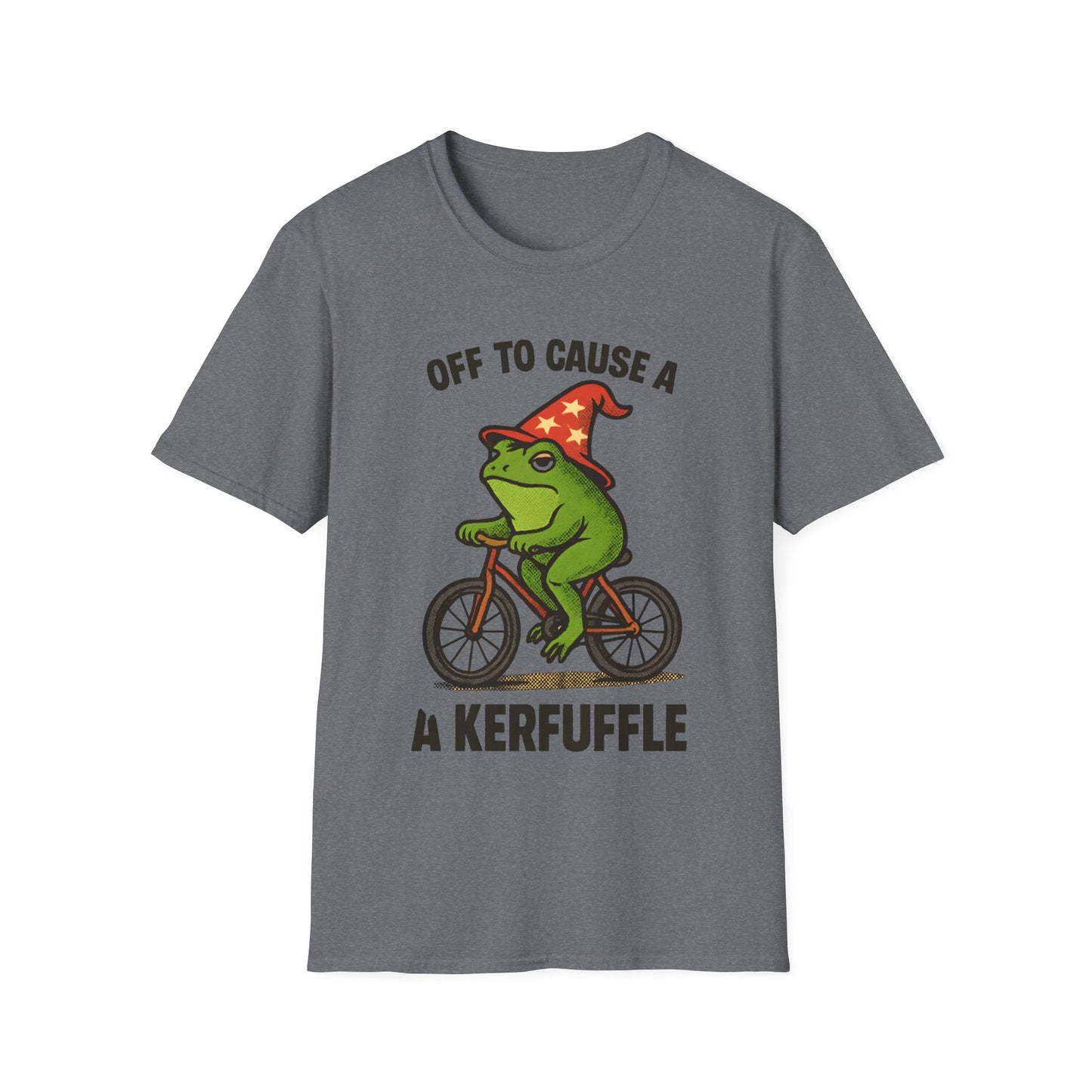 Off to Cause a Kerfluffle Frog on Bicycle T Shirt