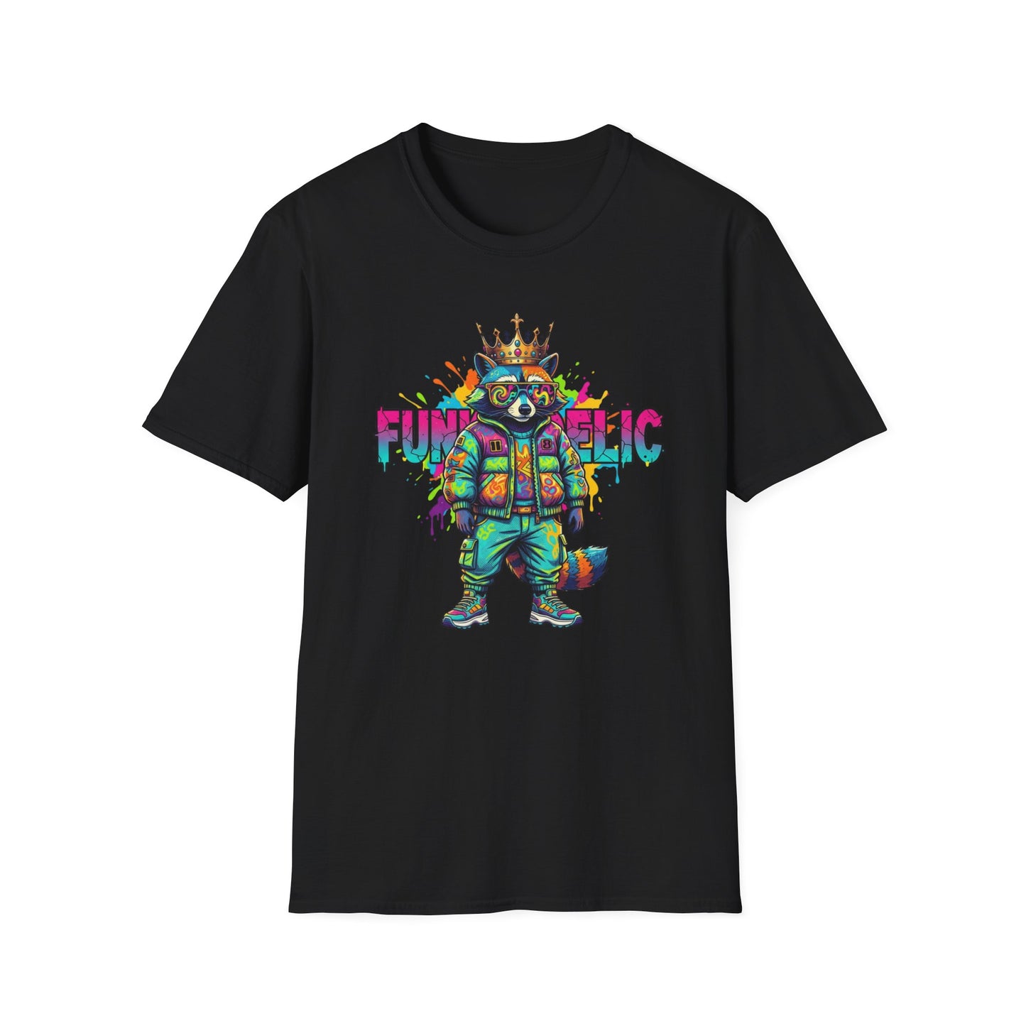 Standing Raccoon Dressed in Funkedelic Colors T Shirt