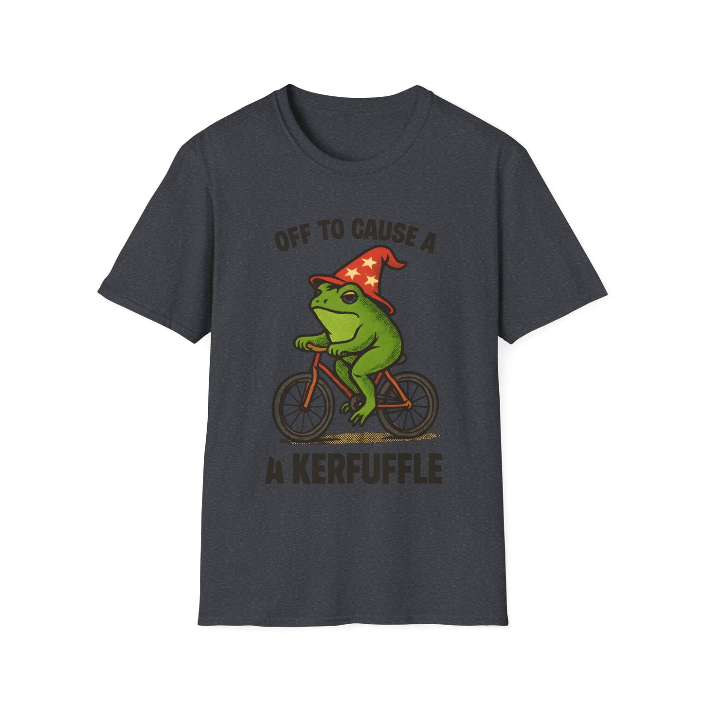 Off to Cause a Kerfluffle Frog on Bicycle T Shirt