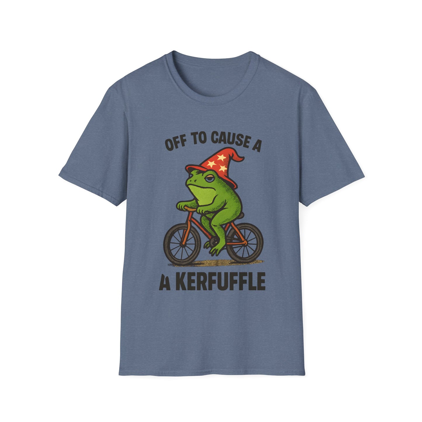 Off to Cause a Kerfluffle Frog on Bicycle T Shirt
