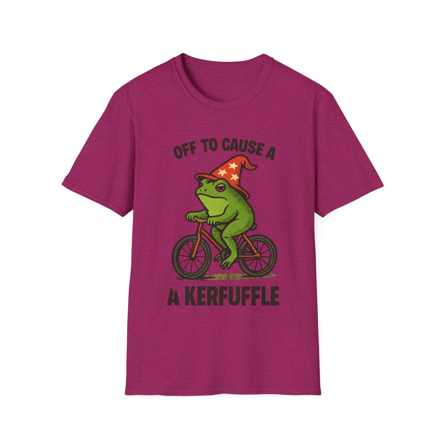 Off to Cause a Kerfluffle Frog on Bicycle T Shirt