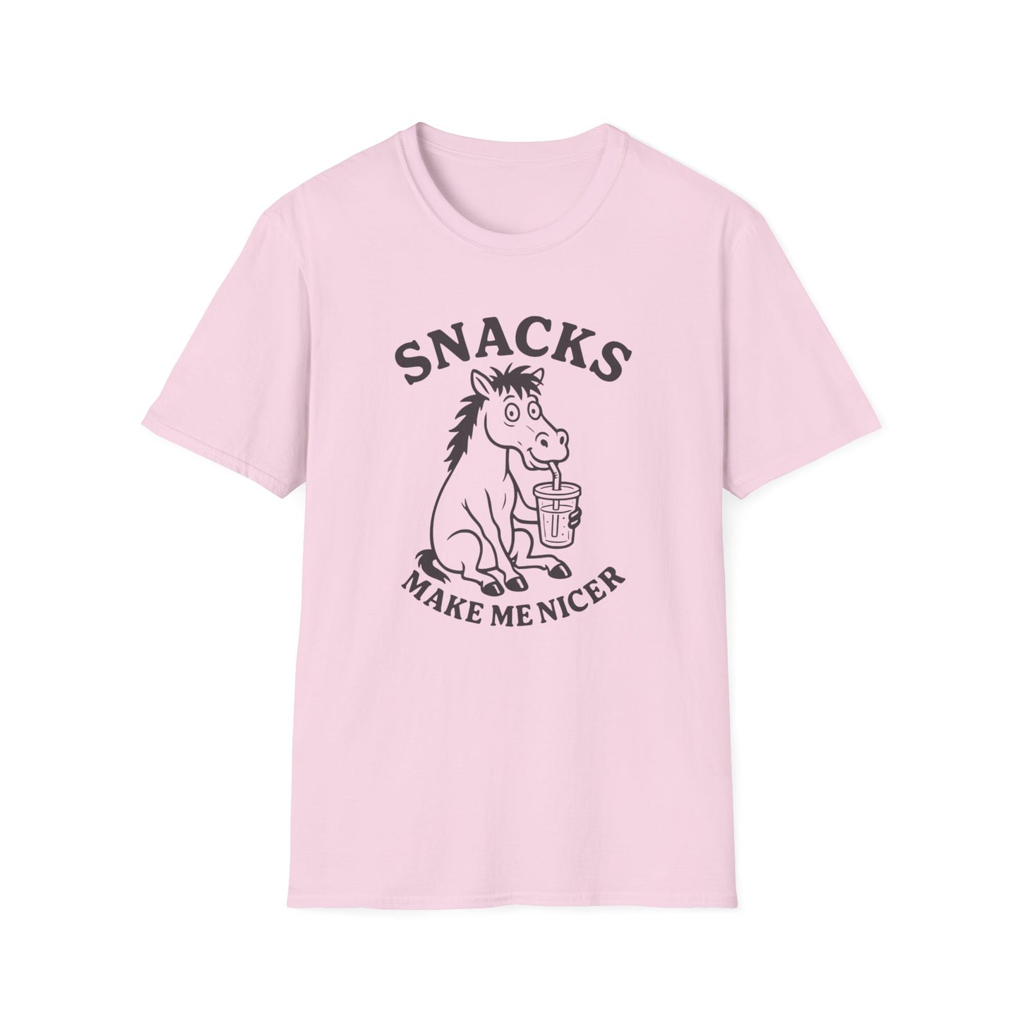 Snacks Make Me Nicer Horse  T Shirt