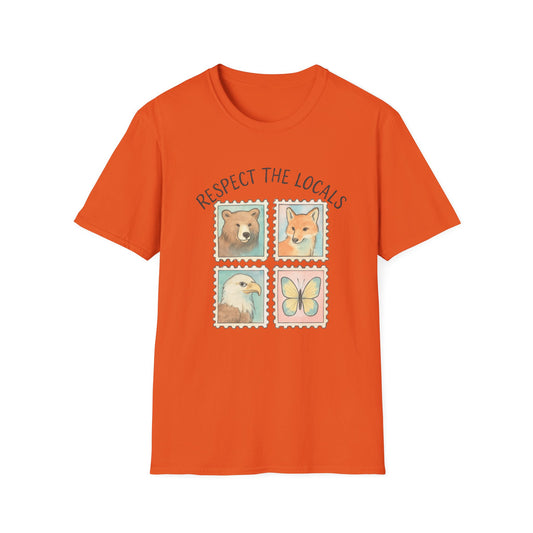 Respect the Locals, Bear, Fox, Eagle and Butterfly Stamp T Shirt