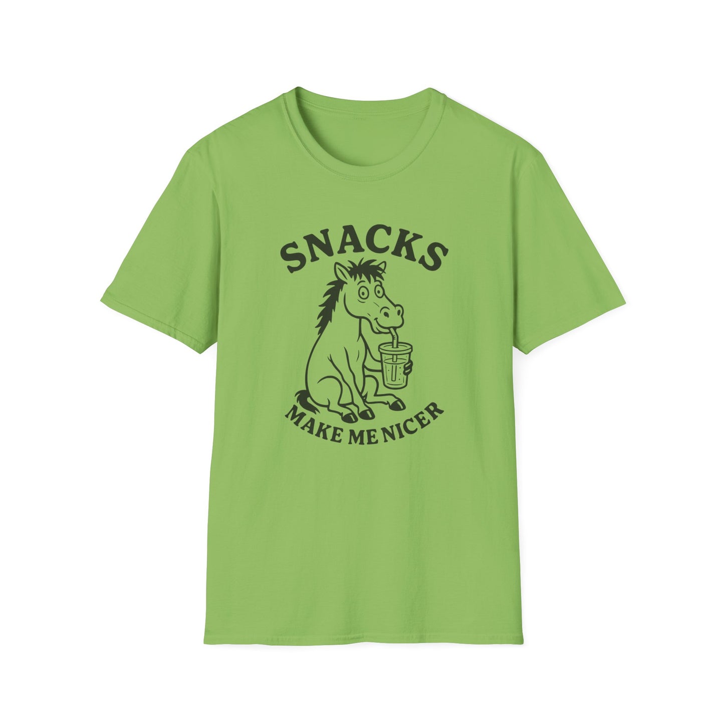 Snacks Make Me Nicer Horse  T Shirt