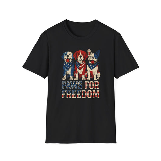 Paws For Freedom Red White And Blue Grunge Look With Happy Dogs T Shirt