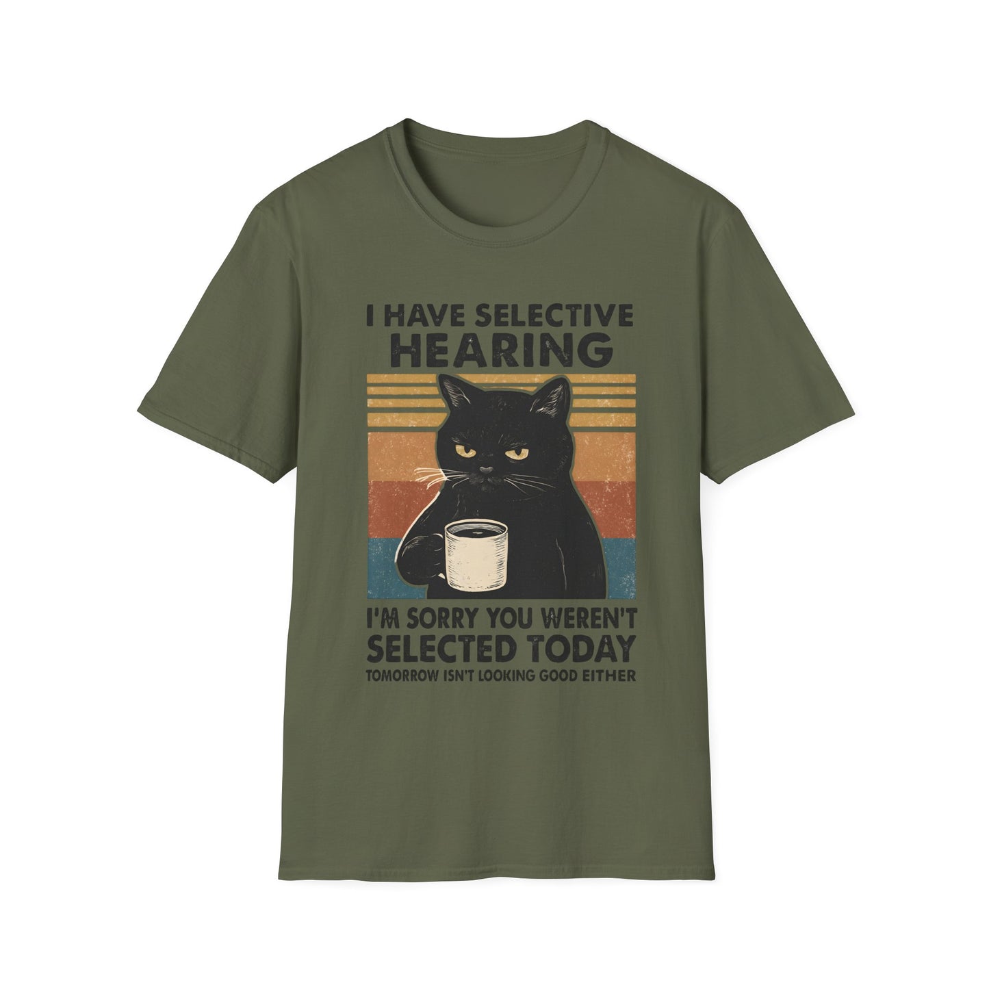 I Have Selective Hearing Cat Grunge Retro T Shirt