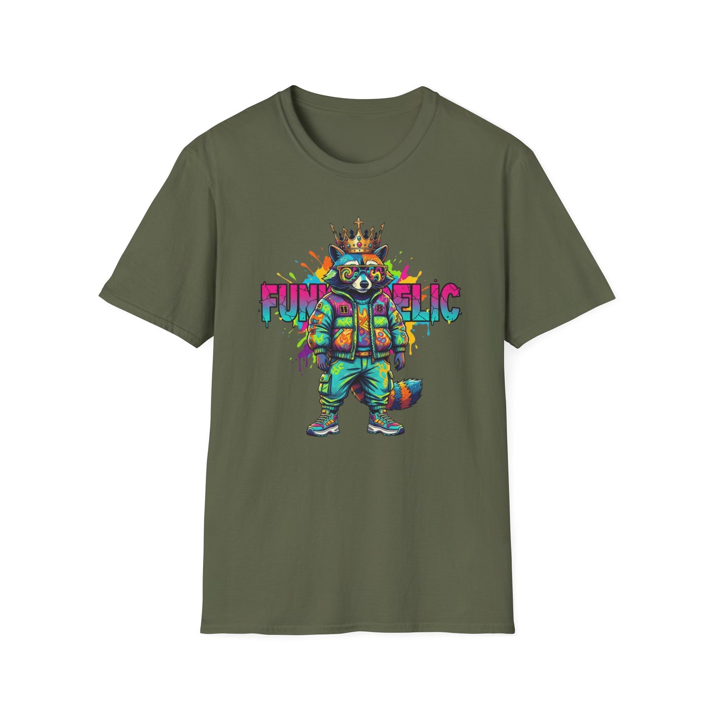 Standing Raccoon Dressed in Funkedelic Colors T Shirt