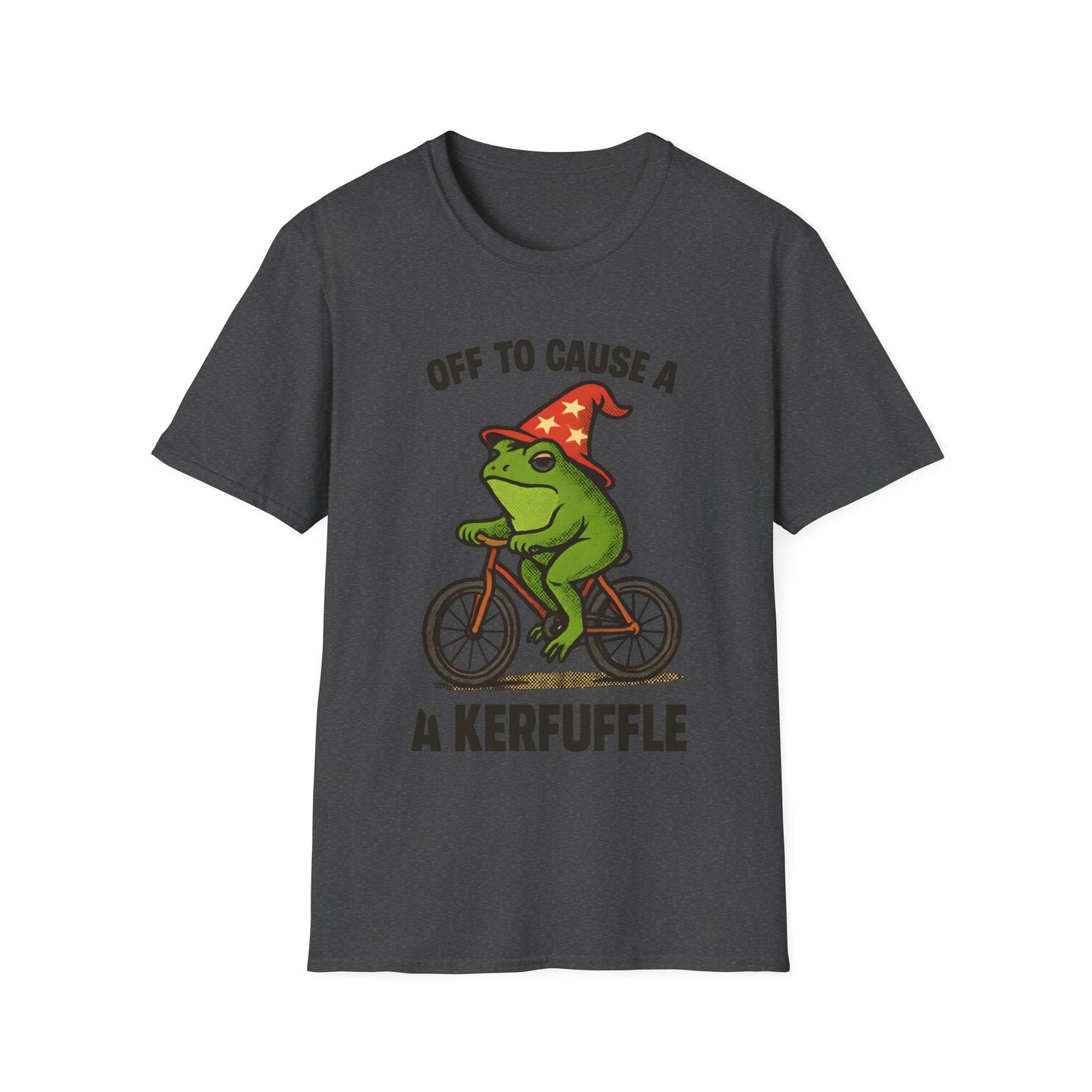 Off to Cause a Kerfluffle Frog on Bicycle T Shirt