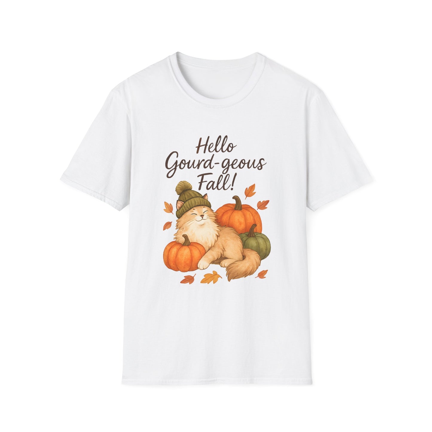 Hello Gourd-geous Fall Cat T Shirt