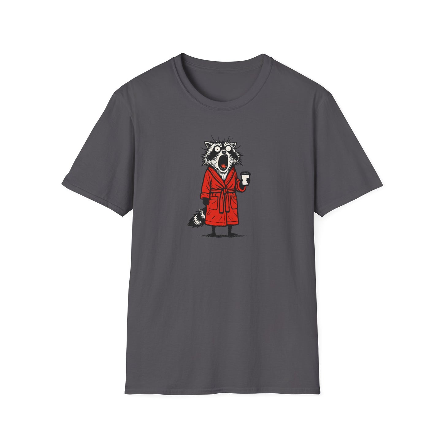 Frazzled Raccoon in  Red Bath Robe T Shirt