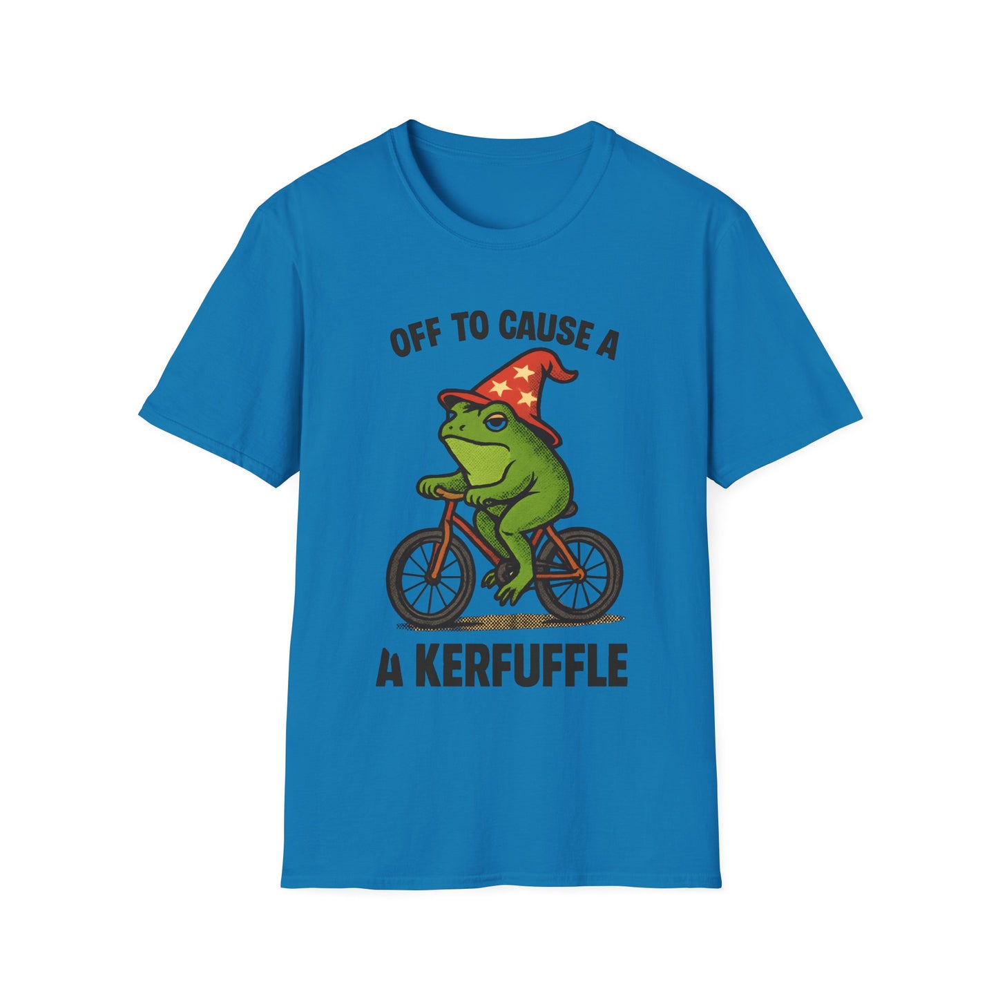 Off to Cause a Kerfluffle Frog on Bicycle T Shirt