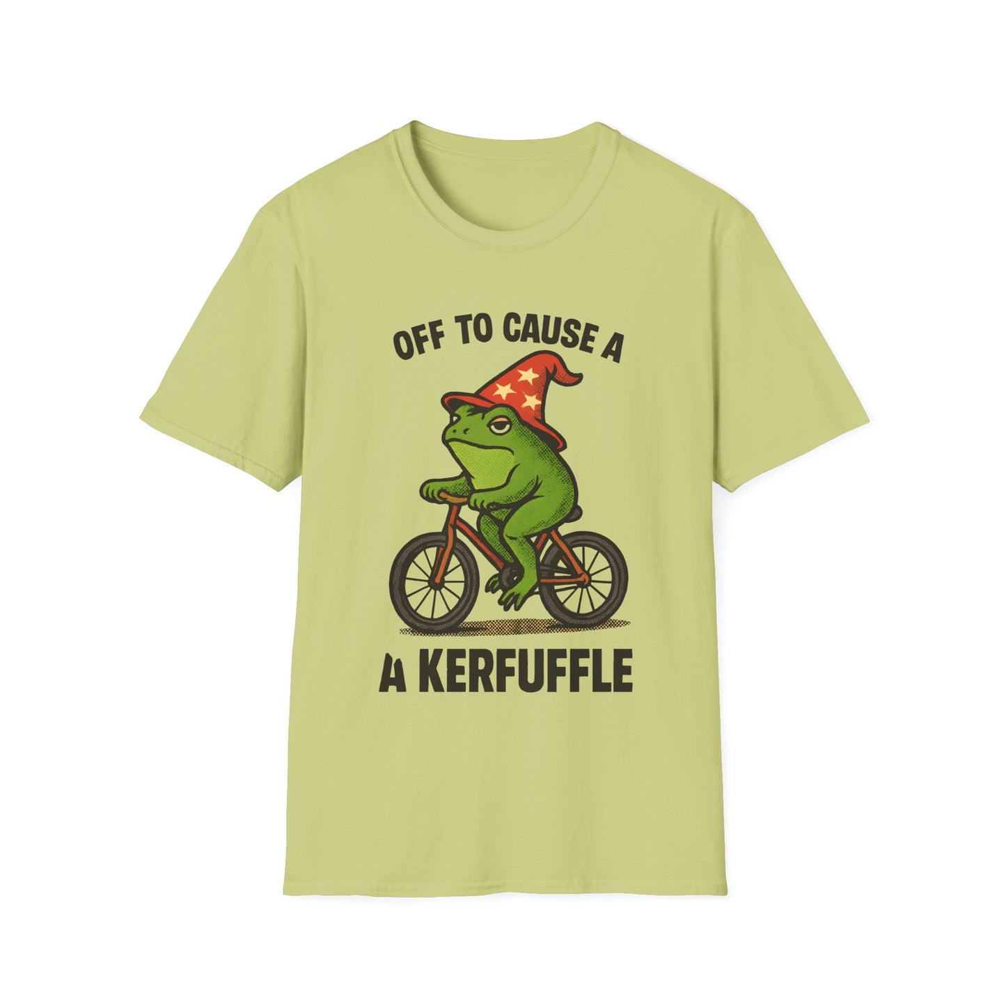 Off to Cause a Kerfluffle Frog on Bicycle T Shirt