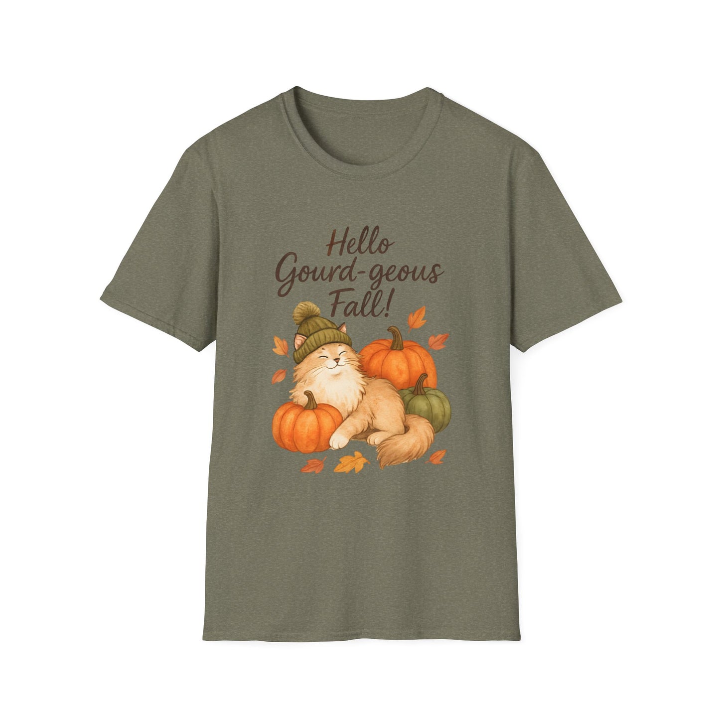 Hello Gourd-geous Fall Cat T Shirt