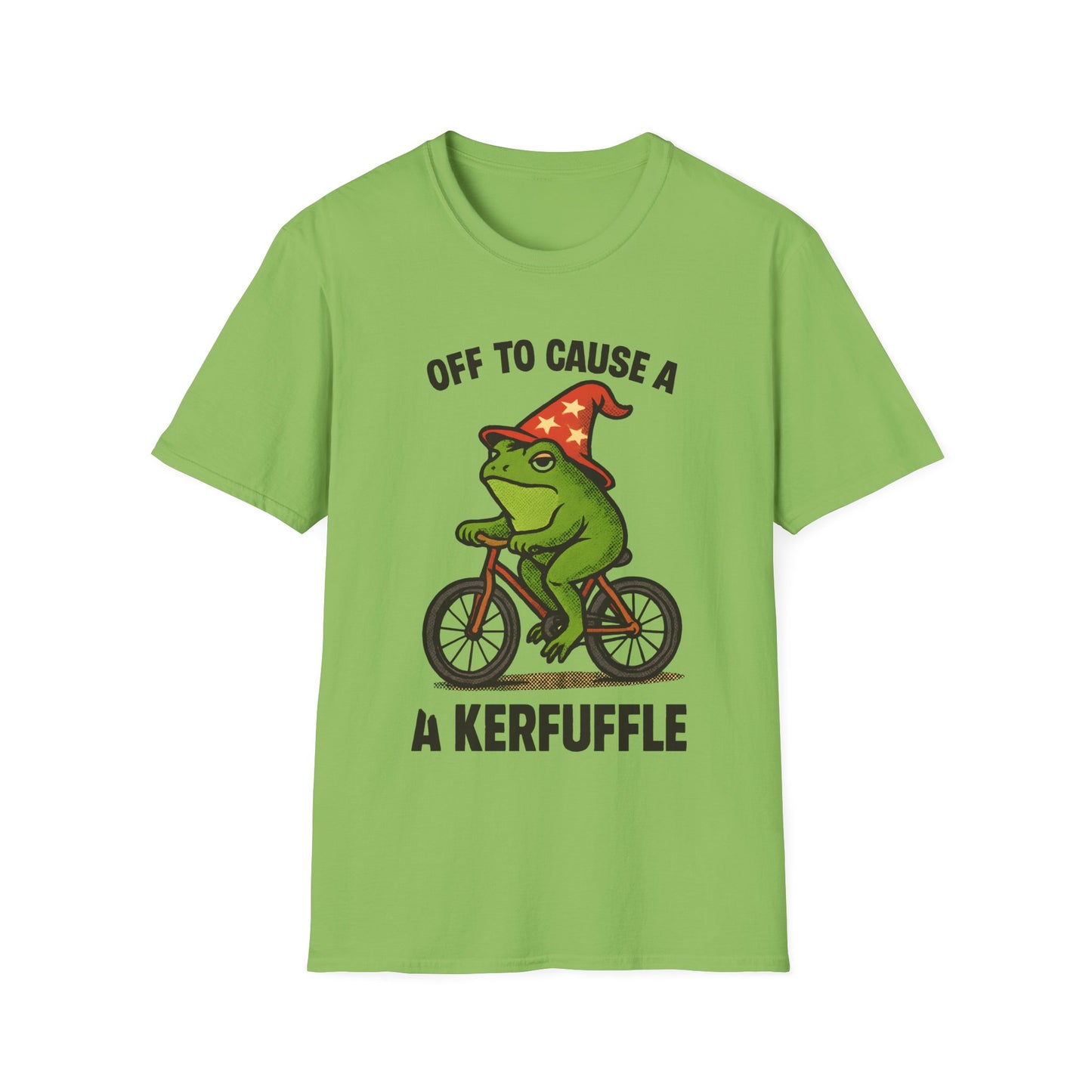 Off to Cause a Kerfluffle Frog on Bicycle T Shirt