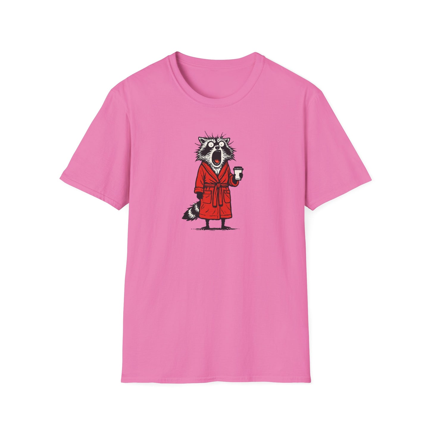 Frazzled Raccoon in  Red Bath Robe T Shirt