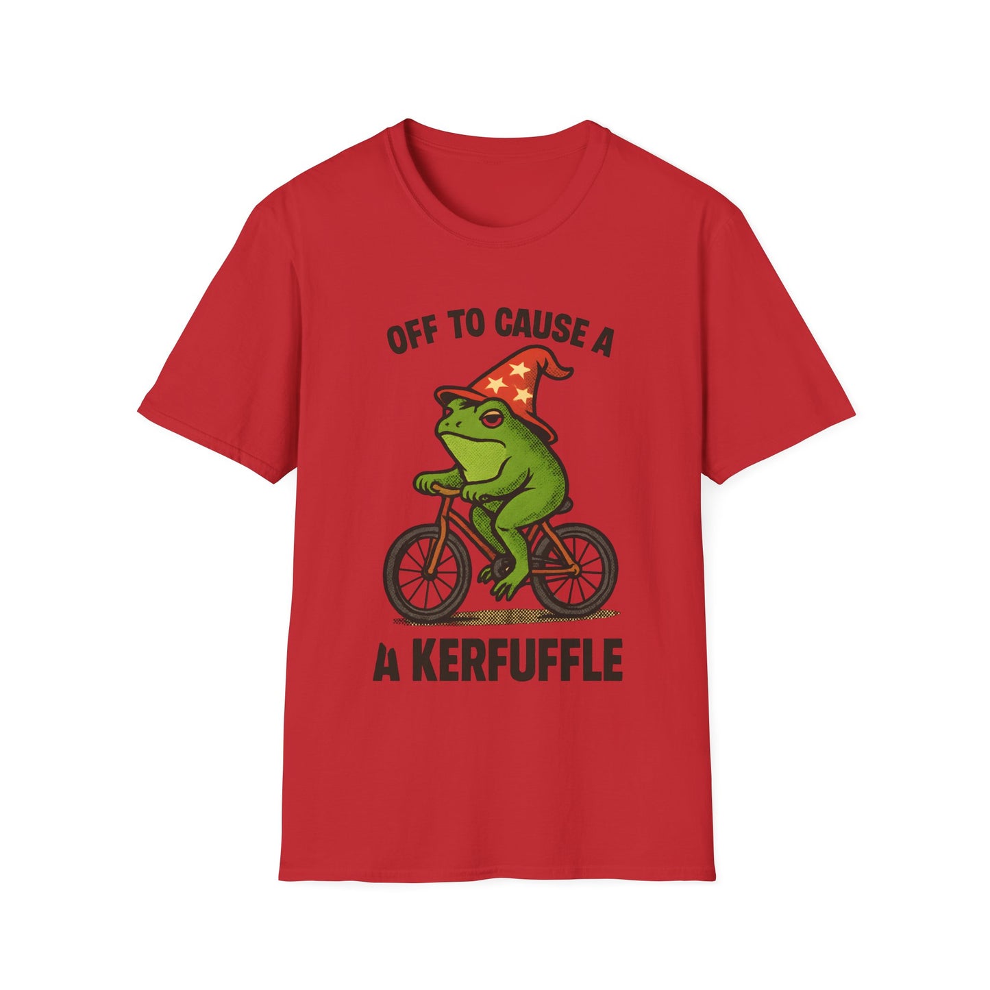 Off to Cause a Kerfluffle Frog on Bicycle T Shirt