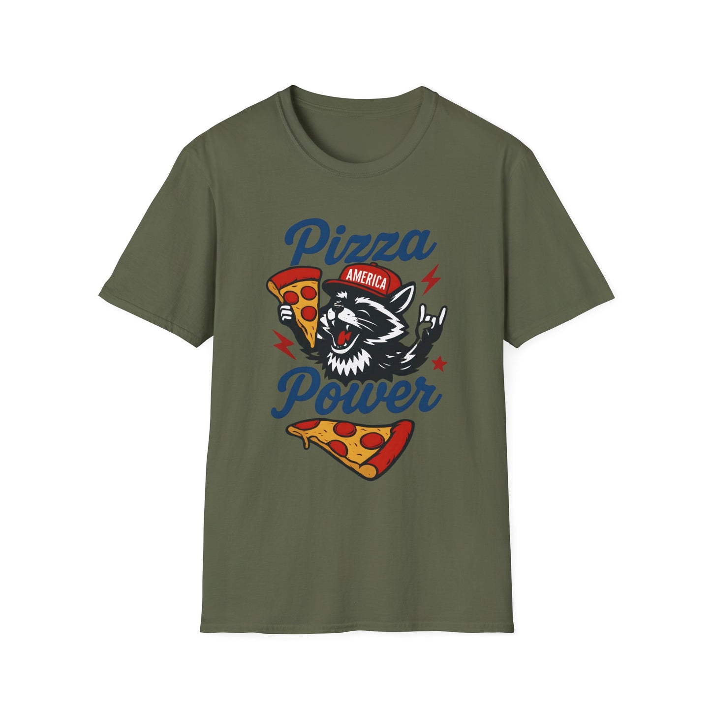 Pizza Power Raccoon T Shirt