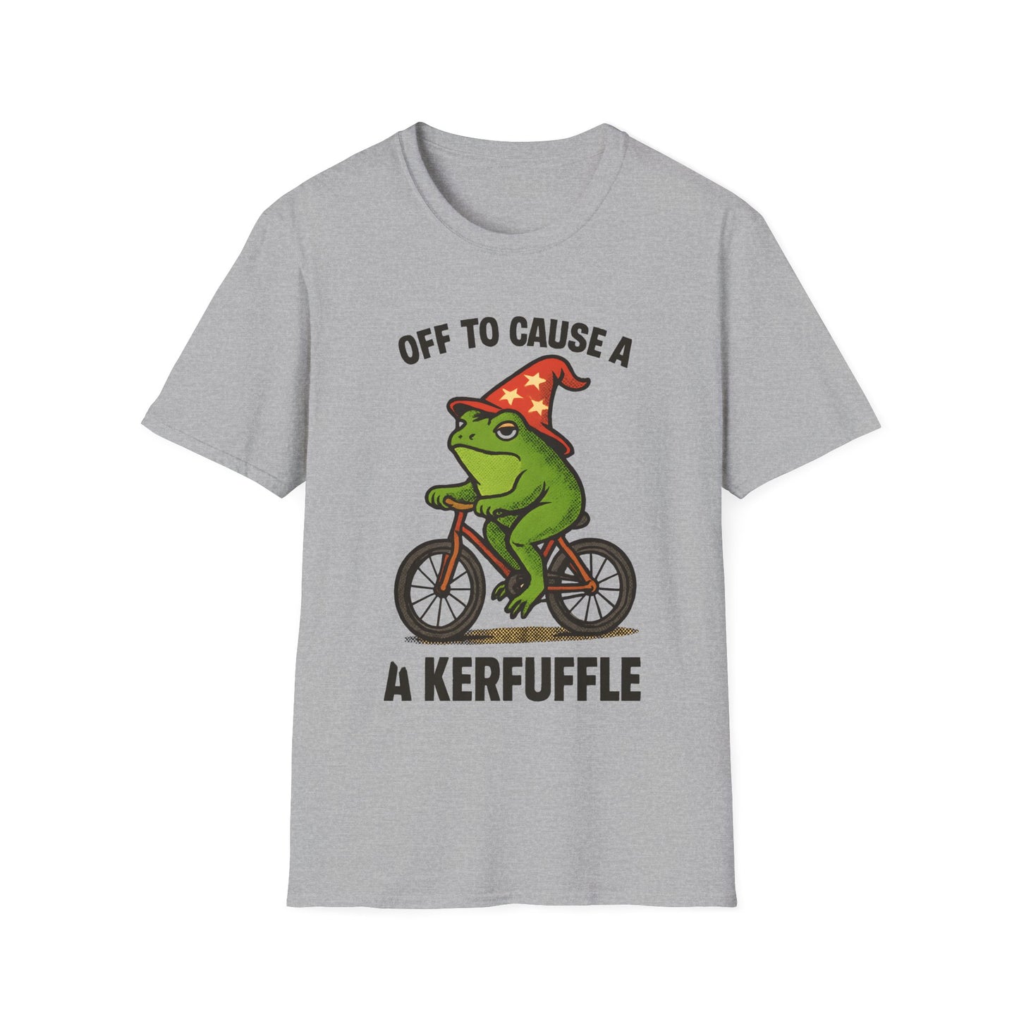 Off to Cause a Kerfluffle Frog on Bicycle T Shirt