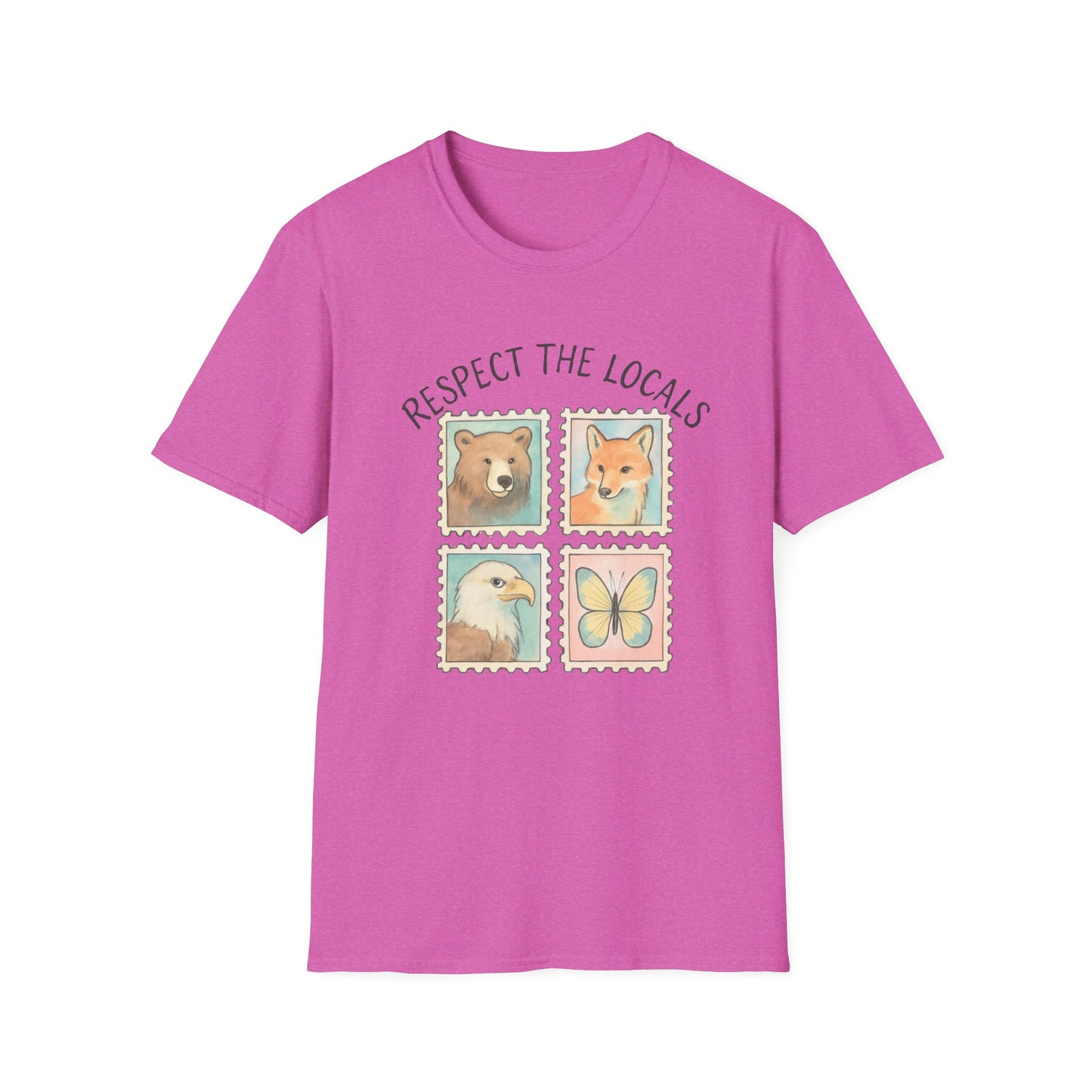 Respect the Locals, Bear, Fox, Eagle and Butterfly Stamp T Shirt