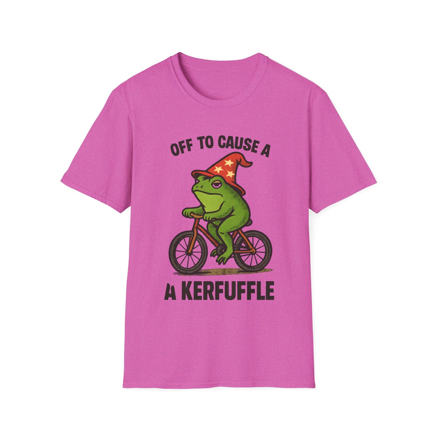 Off to Cause a Kerfluffle Frog on Bicycle T Shirt