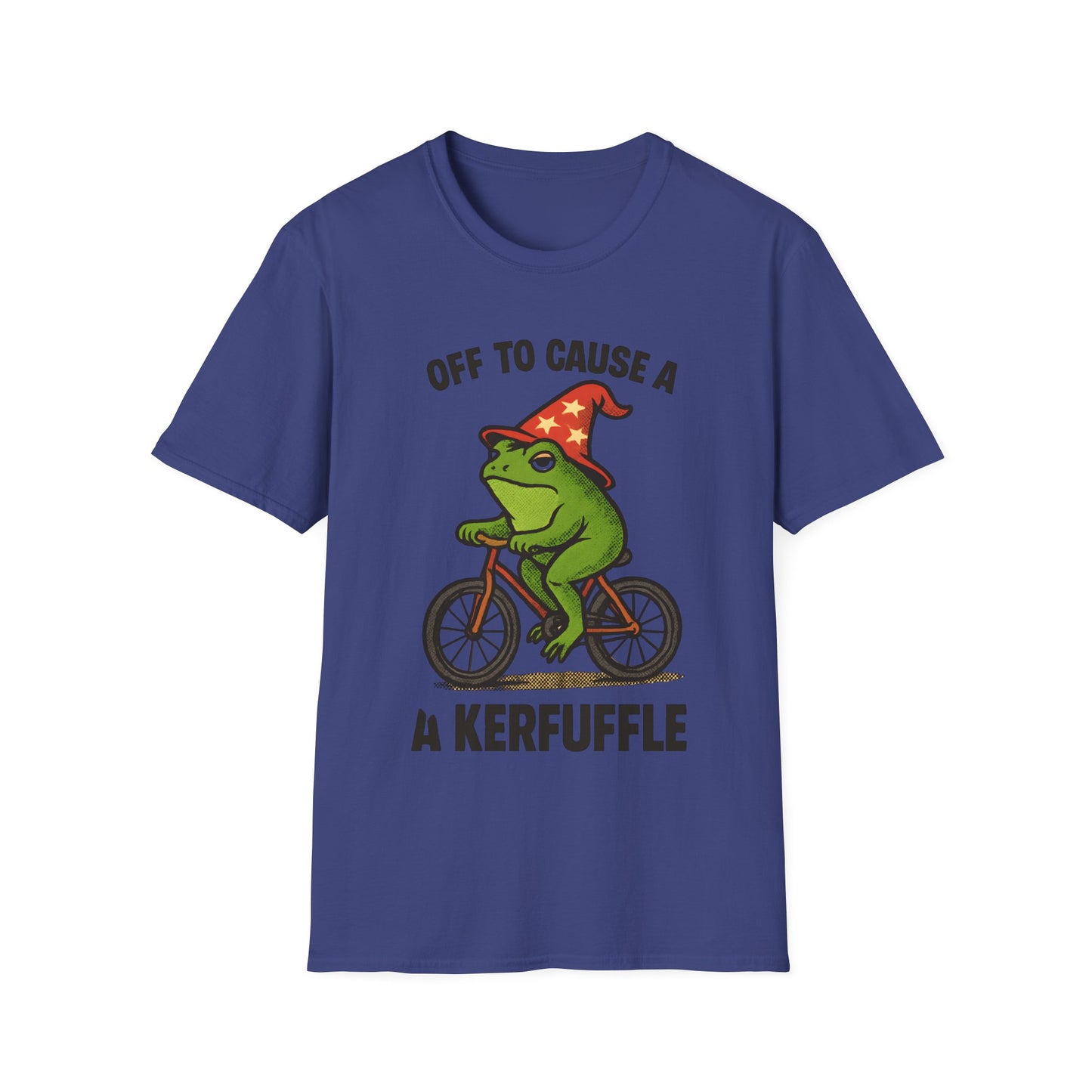 Off to Cause a Kerfluffle Frog on Bicycle T Shirt