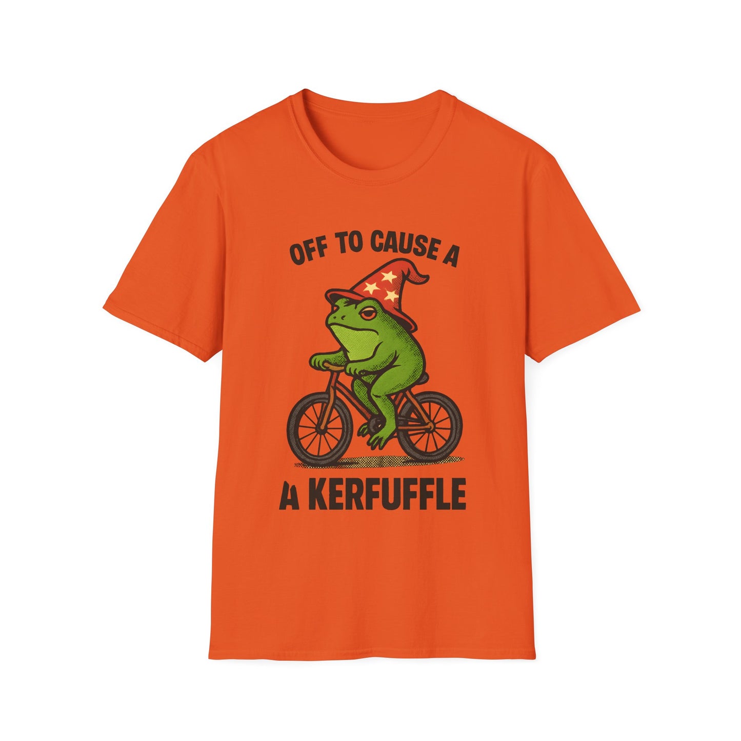 Off to Cause a Kerfluffle Frog on Bicycle T Shirt