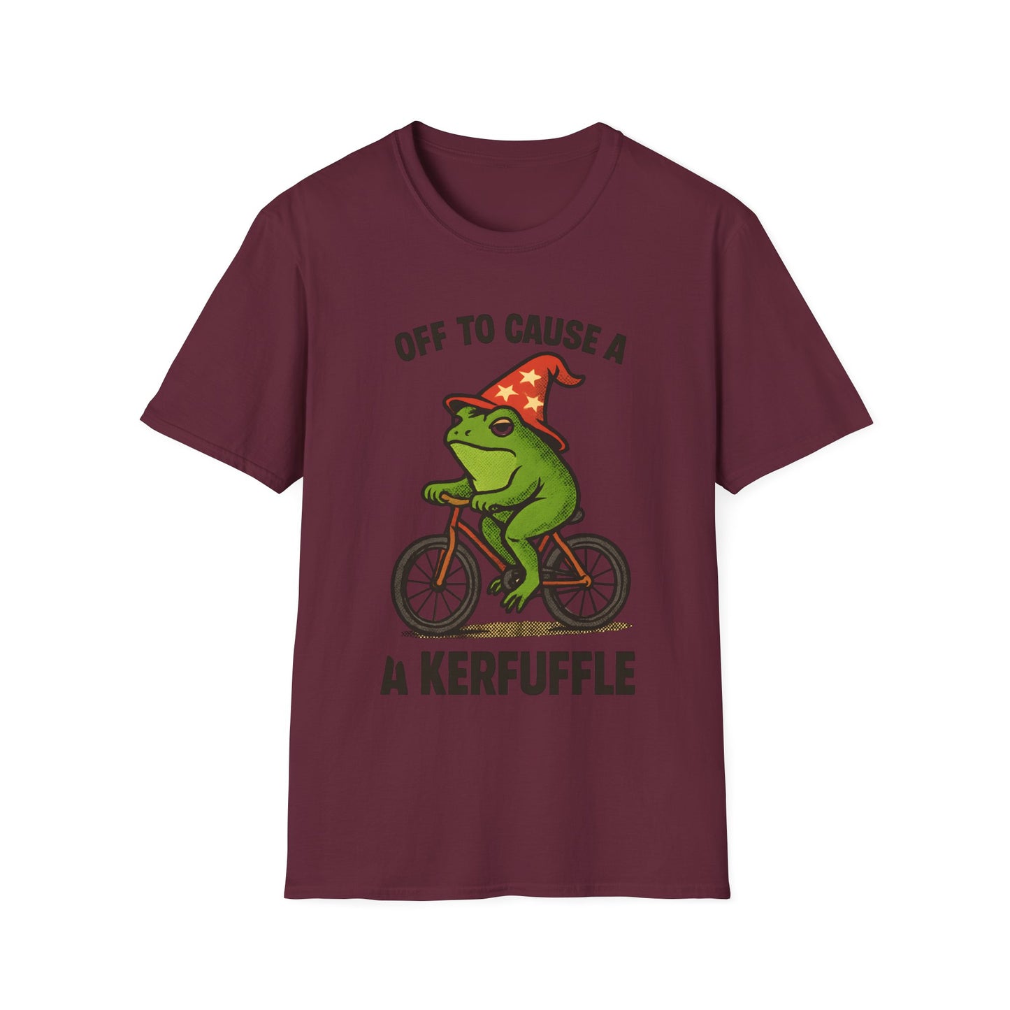 Off to Cause a Kerfluffle Frog on Bicycle T Shirt