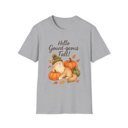 Hello Gourd-geous Fall Cat T Shirt