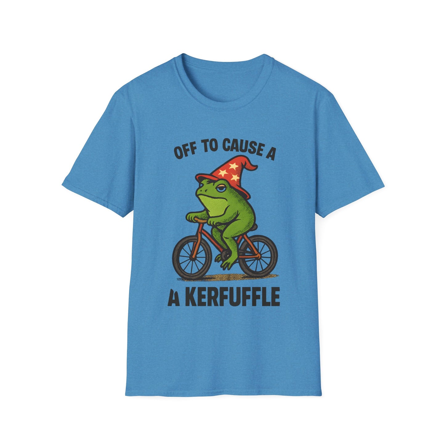 Off to Cause a Kerfluffle Frog on Bicycle T Shirt