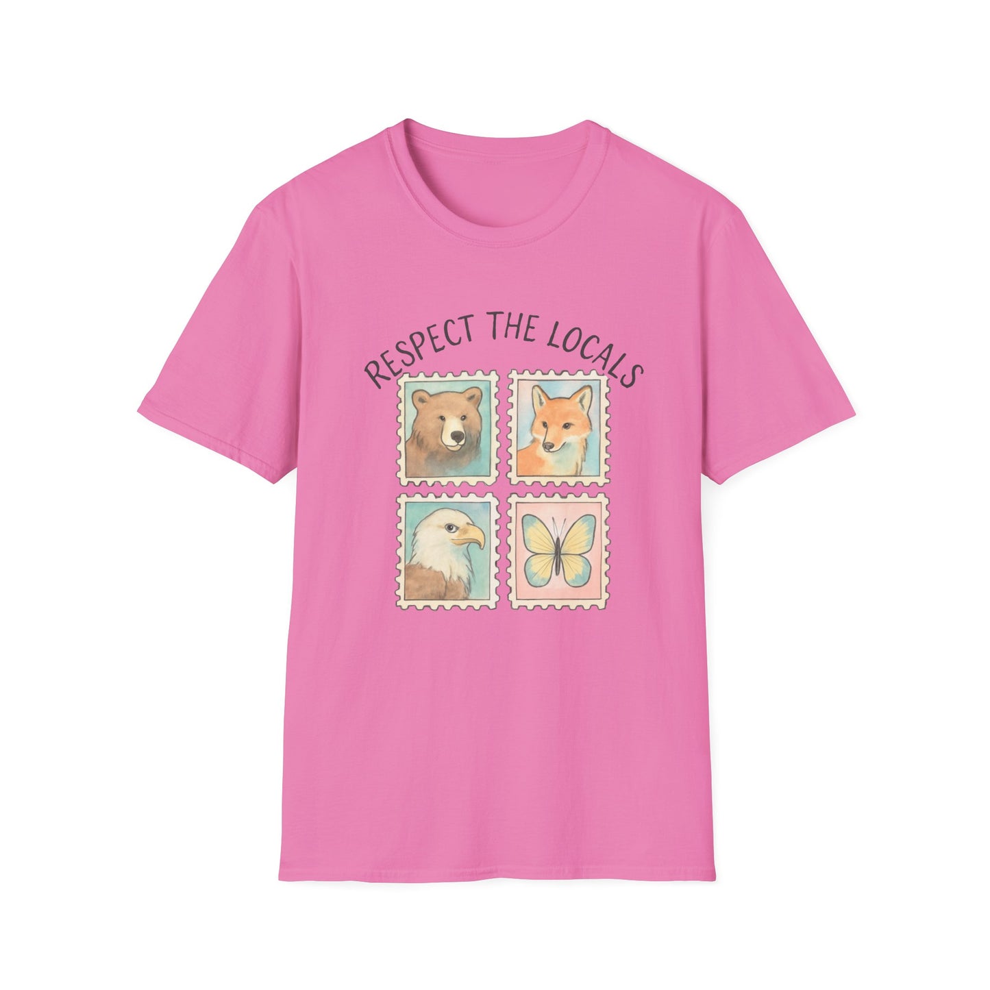 Respect the Locals, Bear, Fox, Eagle and Butterfly Stamp T Shirt