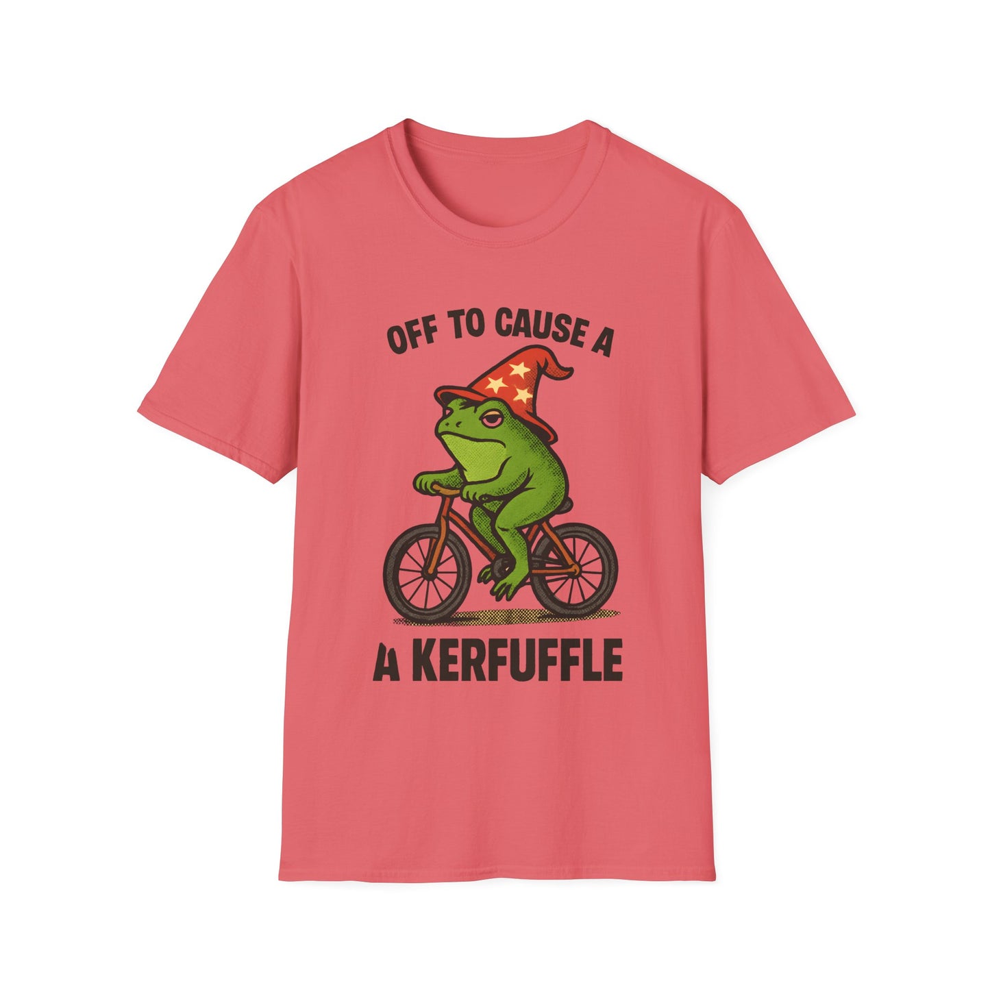 Off to Cause a Kerfluffle Frog on Bicycle T Shirt