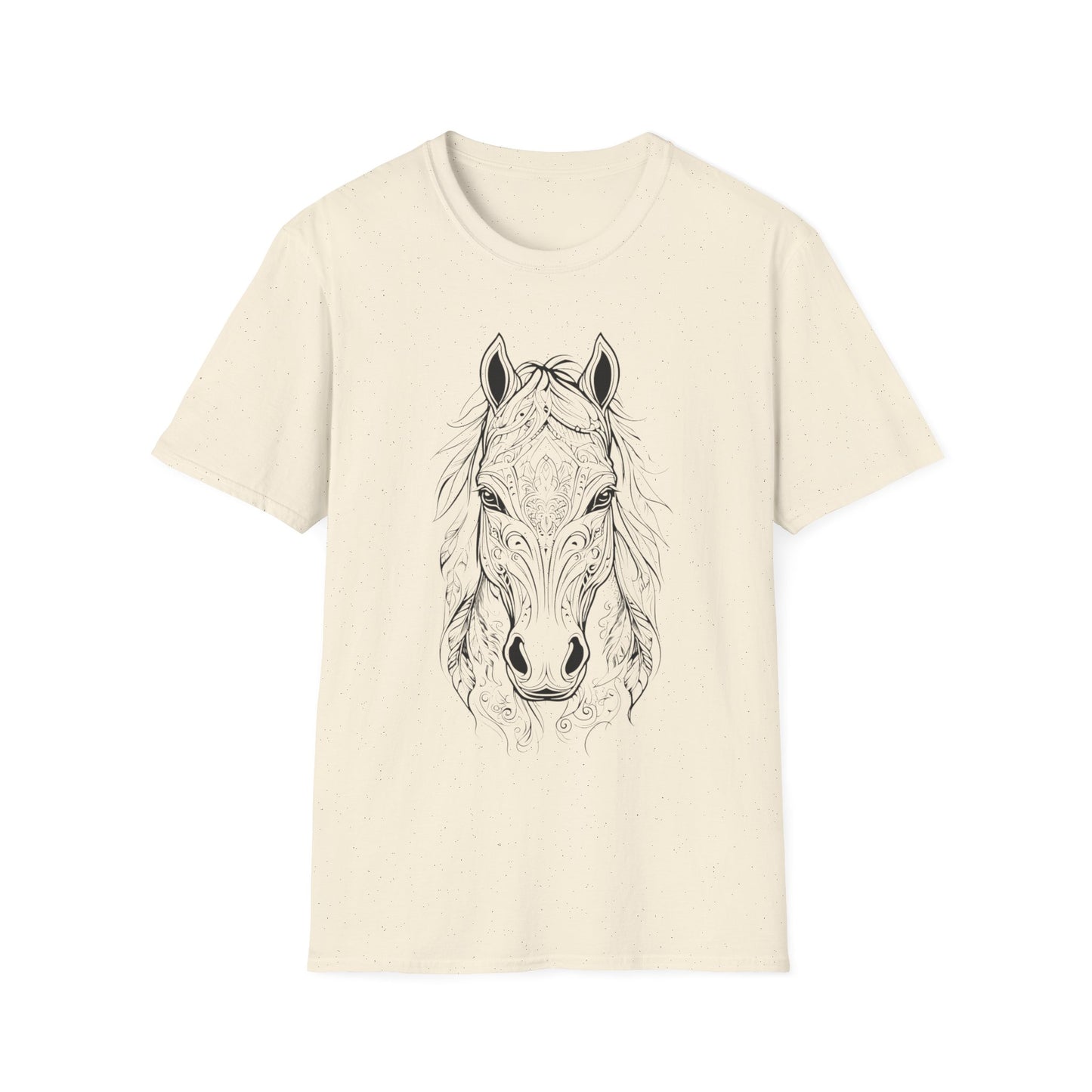 Mandela Frontal View of Feathery Horse Head T Shirt