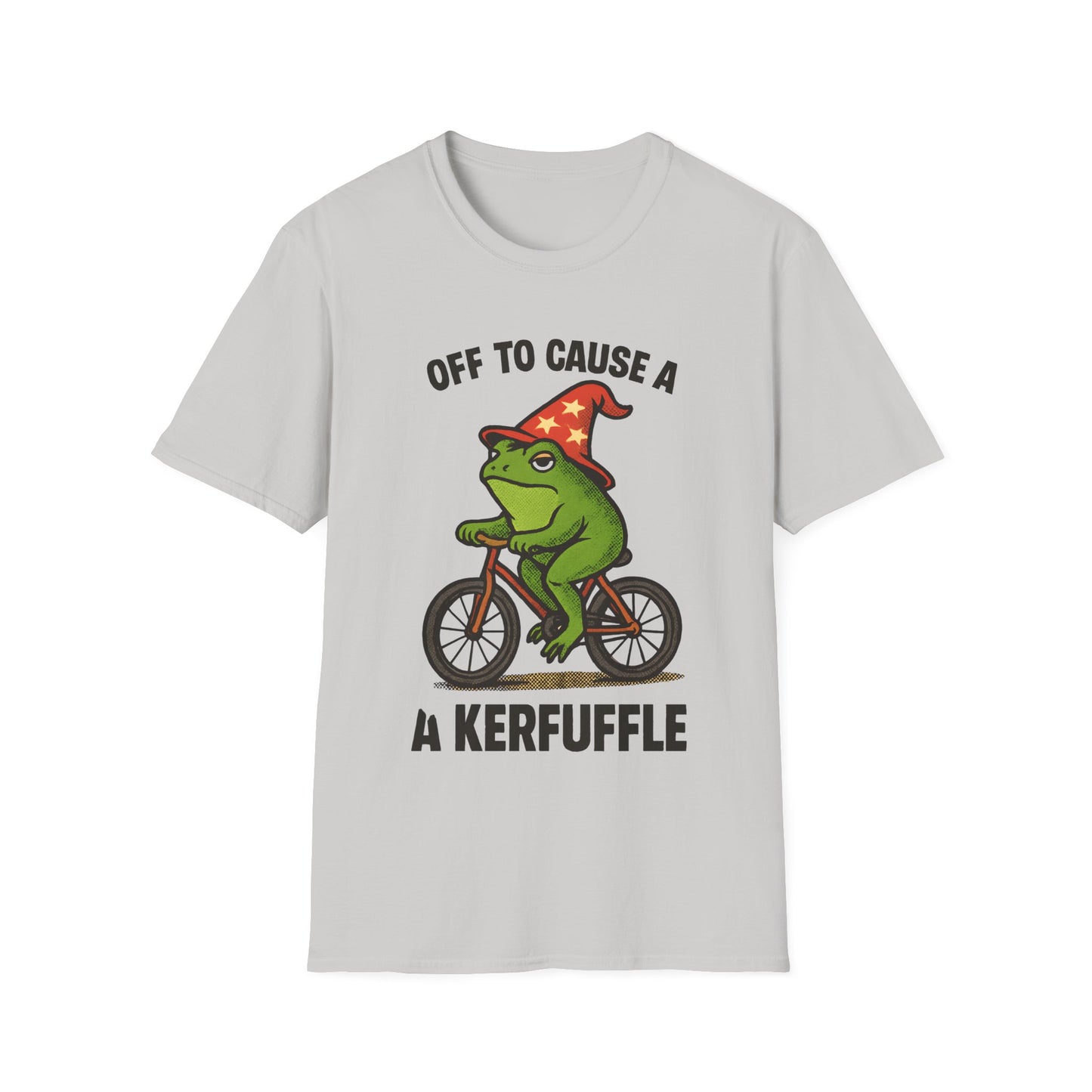 Off to Cause a Kerfluffle Frog on Bicycle T Shirt