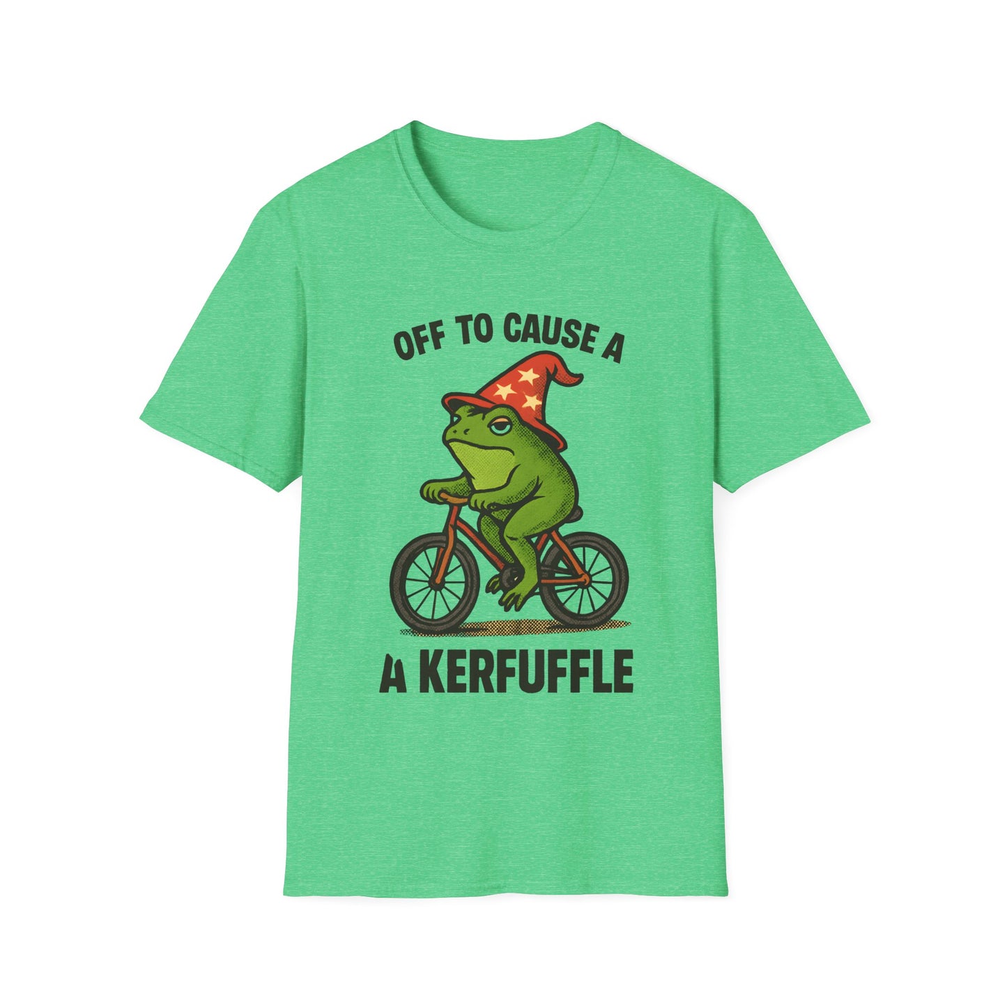 Off to Cause a Kerfluffle Frog on Bicycle T Shirt