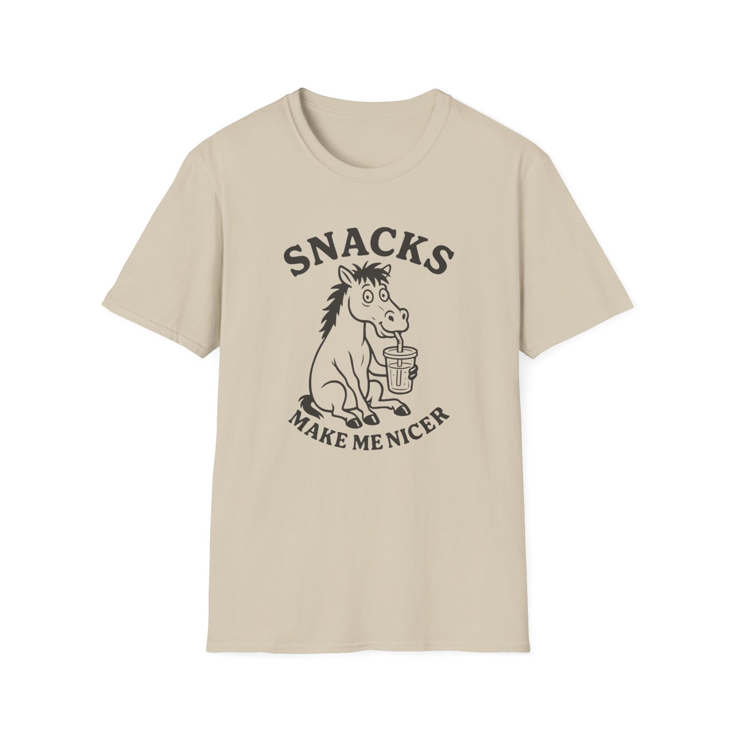 Snacks Make Me Nicer Horse  T Shirt