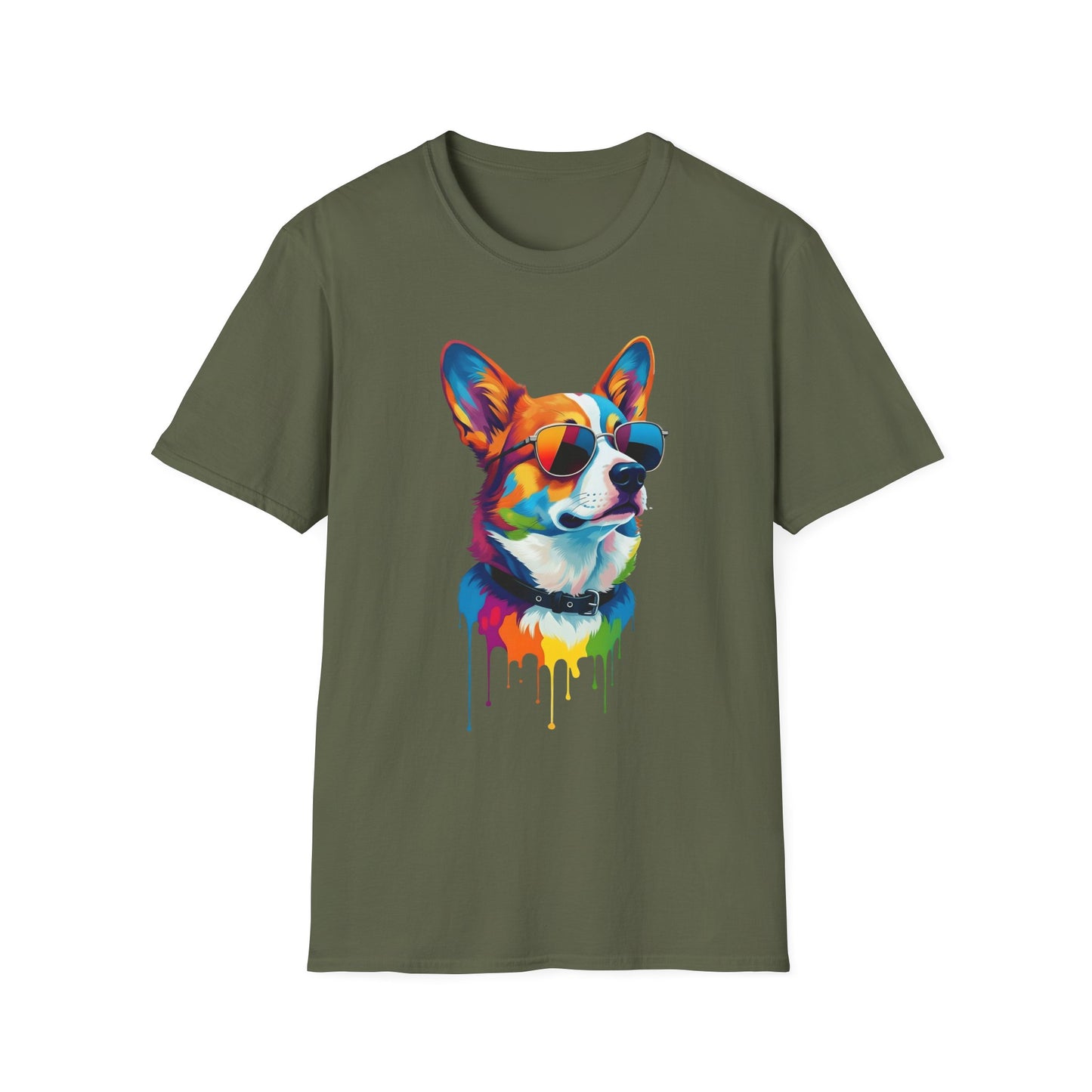 Colorful Image of a Corgi T Shirt