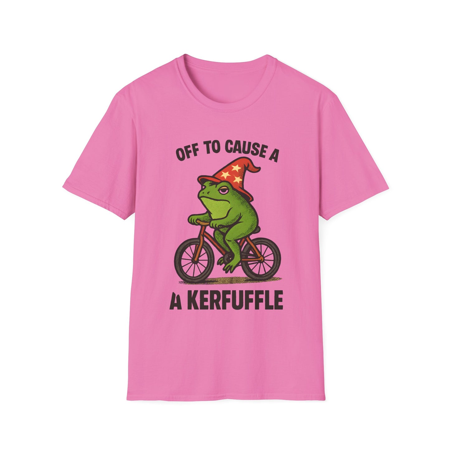 Off to Cause a Kerfluffle Frog on Bicycle T Shirt