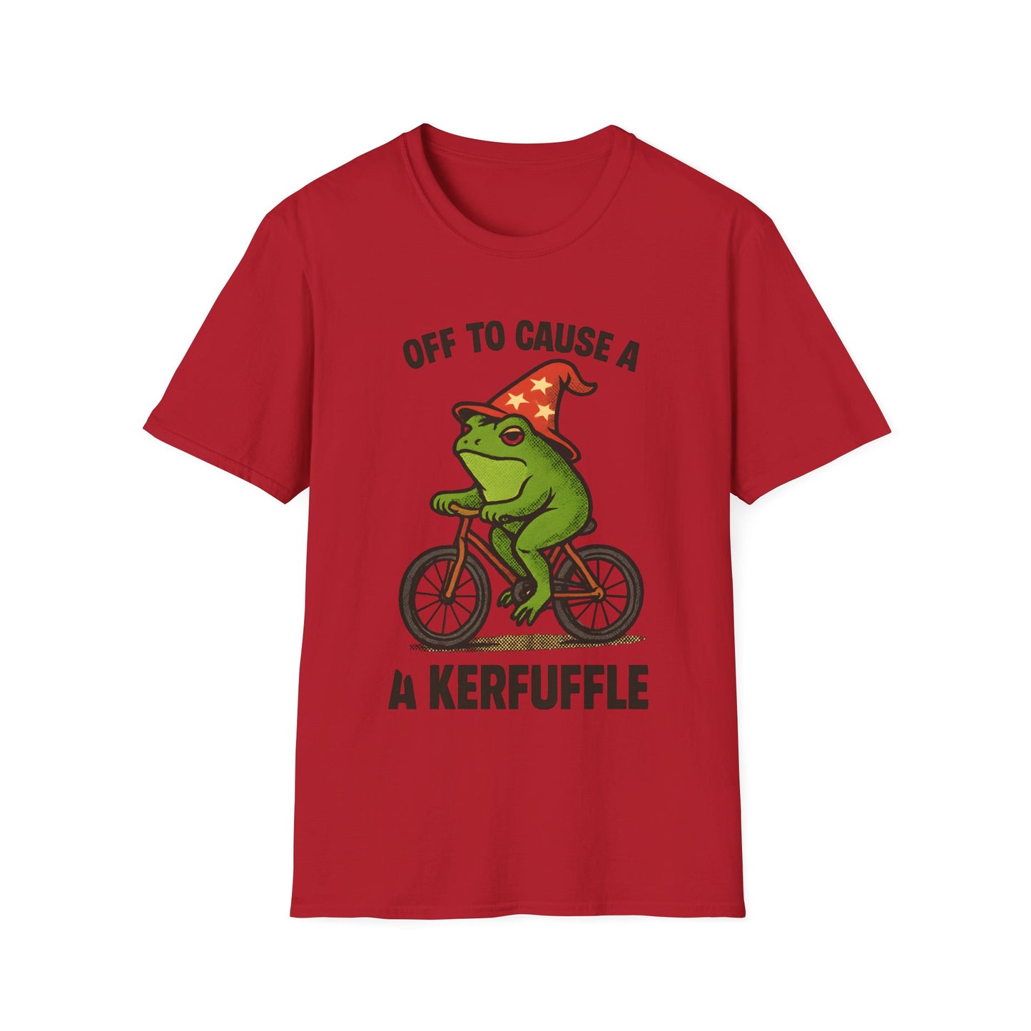 Off to Cause a Kerfluffle Frog on Bicycle T Shirt