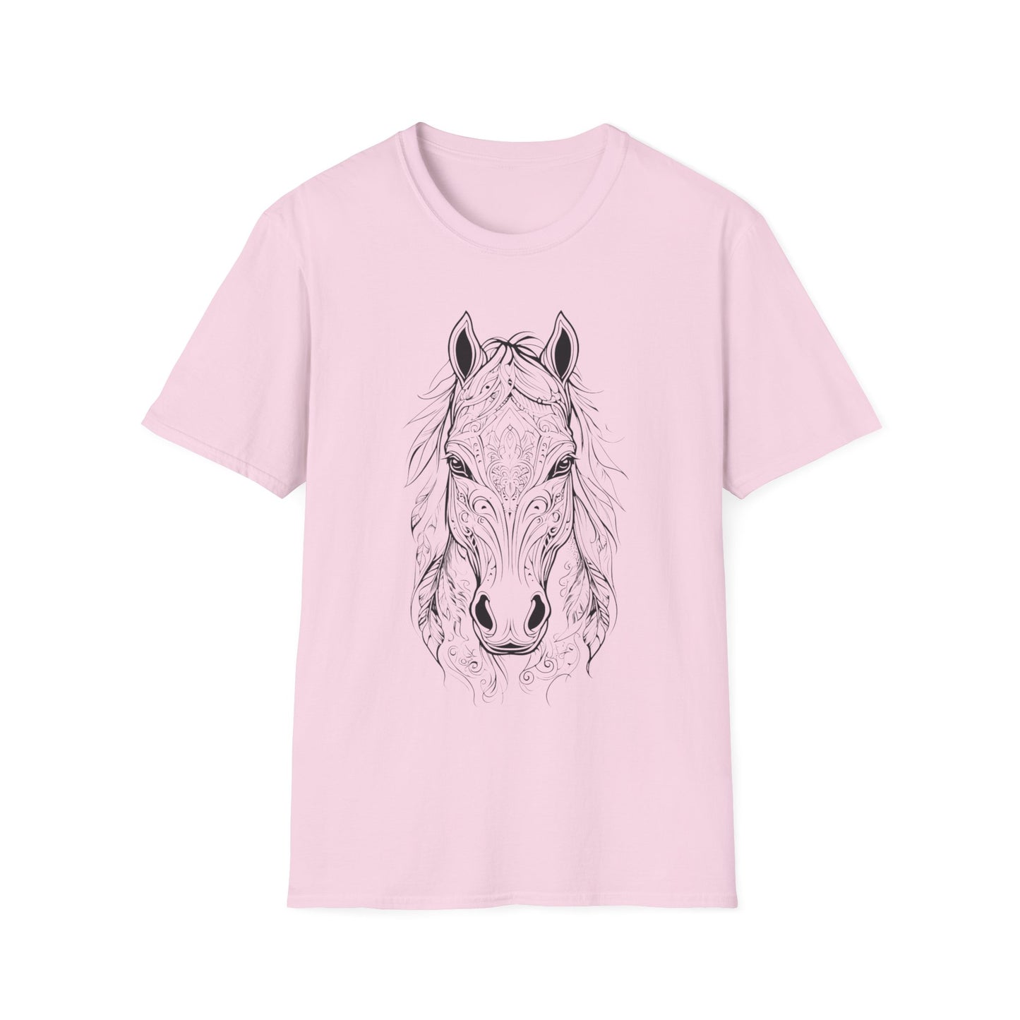 Mandela Frontal View of Feathery Horse Head T Shirt