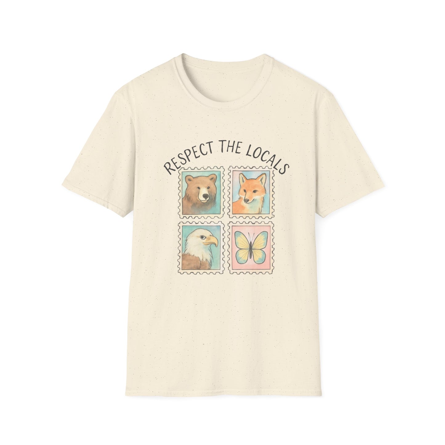 Respect the Locals, Bear, Fox, Eagle and Butterfly Stamp T Shirt