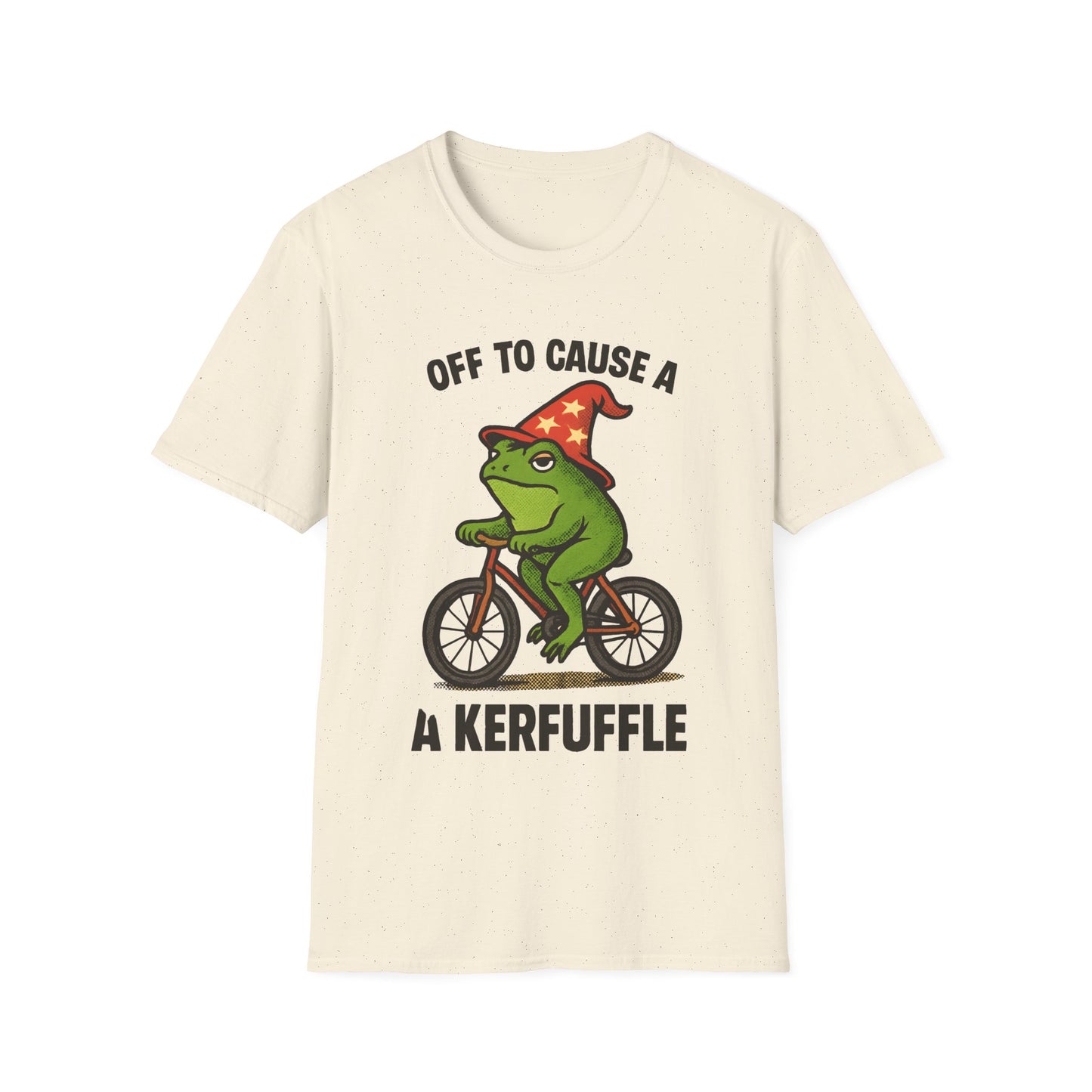 Off to Cause a Kerfluffle Frog on Bicycle T Shirt