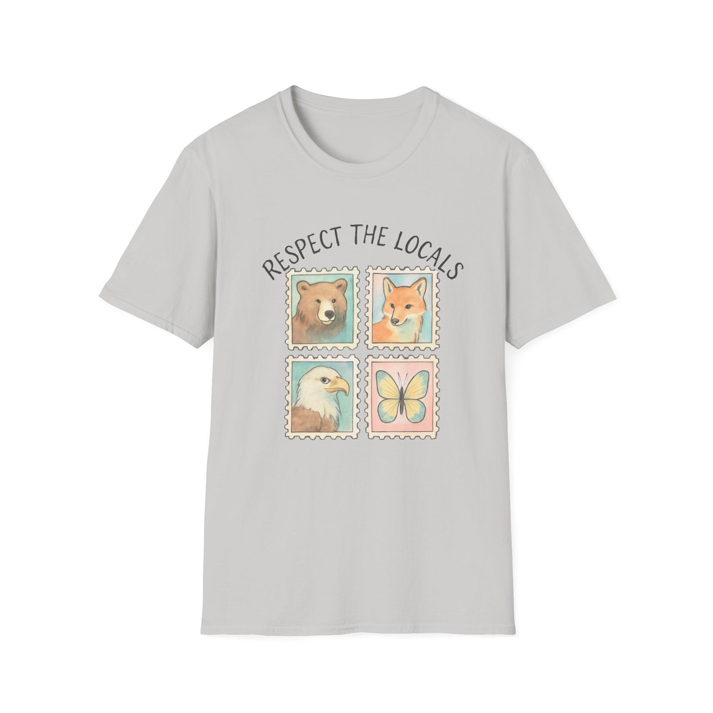 Respect the Locals, Bear, Fox, Eagle and Butterfly Stamp T Shirt
