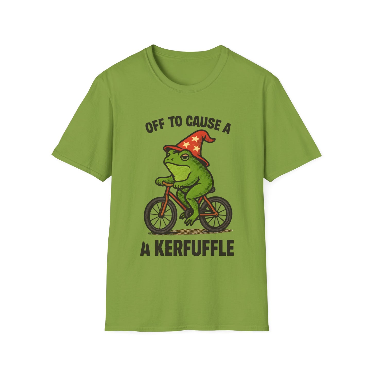 Off to Cause a Kerfluffle Frog on Bicycle T Shirt