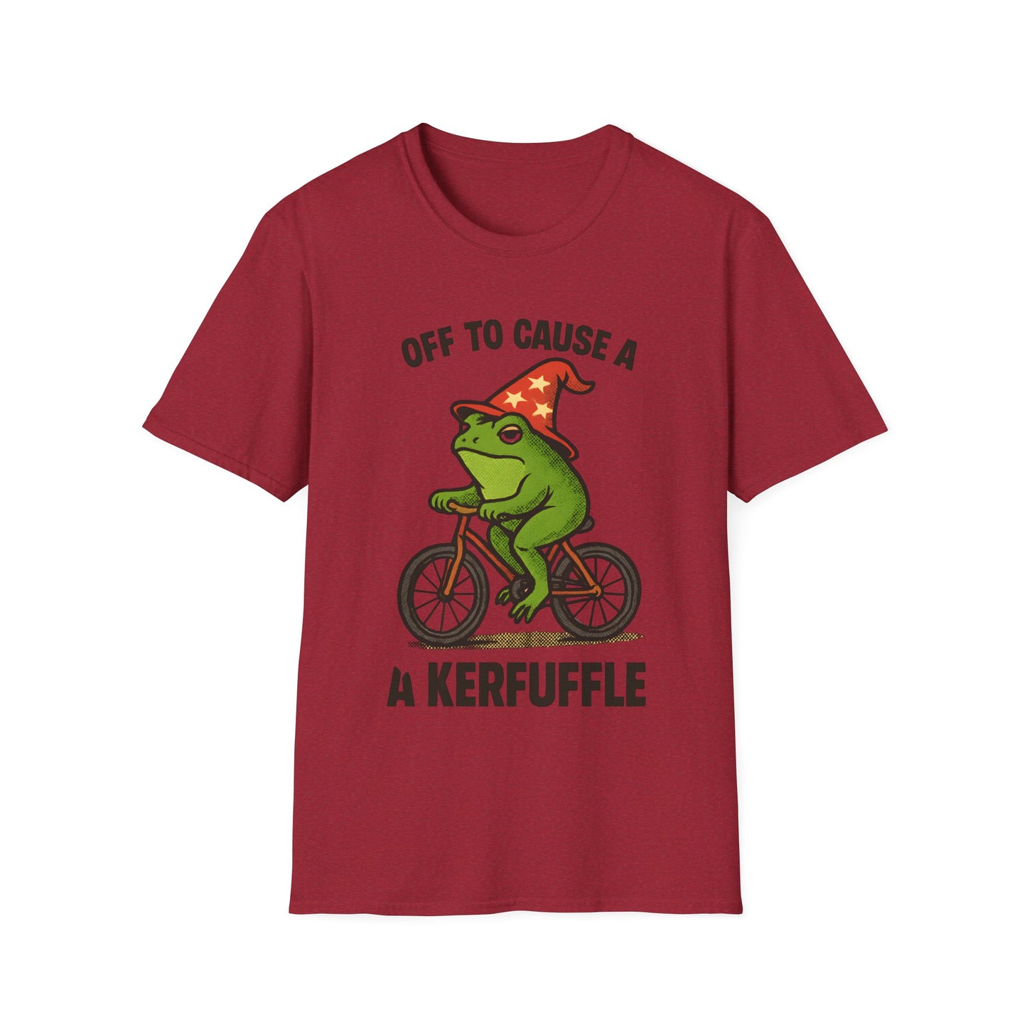 Off to Cause a Kerfluffle Frog on Bicycle T Shirt