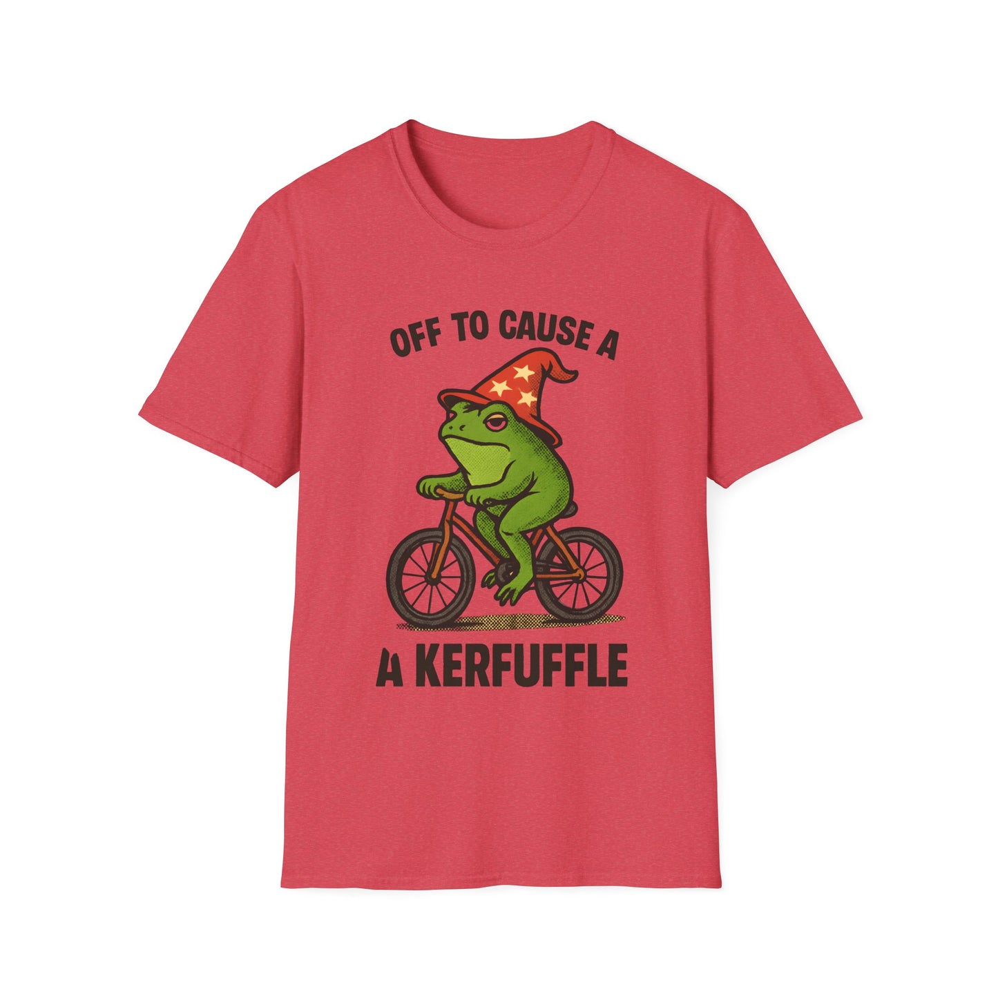 Off to Cause a Kerfluffle Frog on Bicycle T Shirt