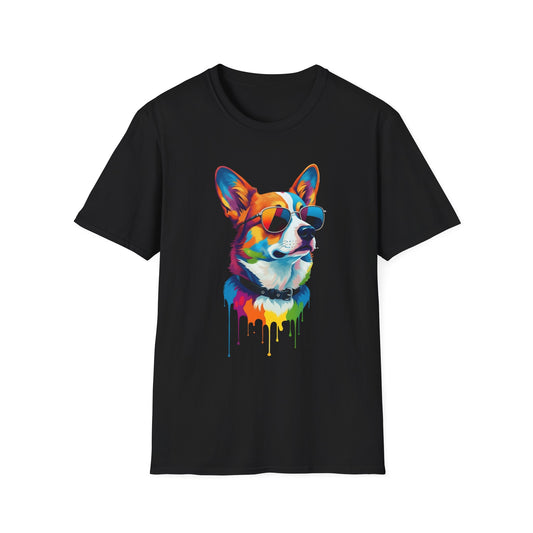 Colorful Image of a Corgi T Shirt